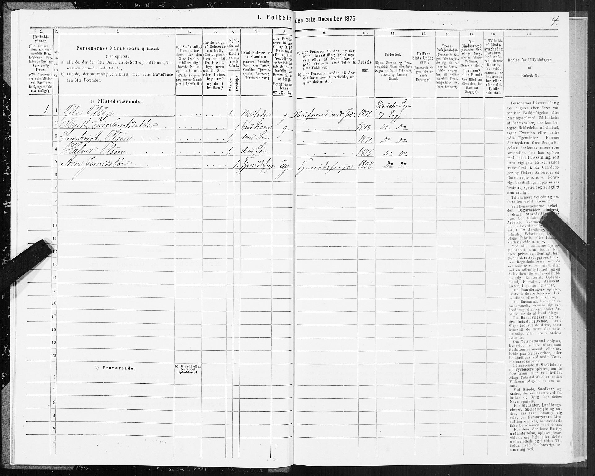 SAT, 1875 census for 1561P Øksendal, 1875, p. 2004