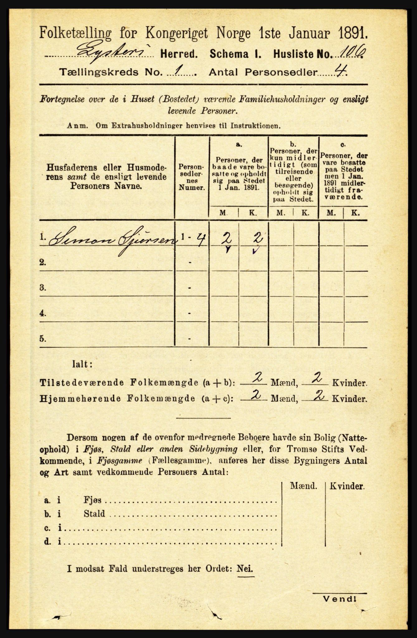 RA, 1891 census for 1426 Luster, 1891, p. 140