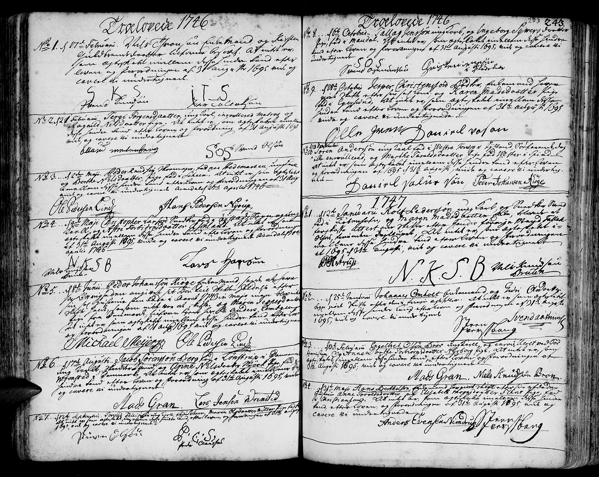 Arendal sokneprestkontor, Trefoldighet, SAK/1111-0040/F/Fa/L0001: Parish register (official) no. A 1, 1703-1815, p. 283