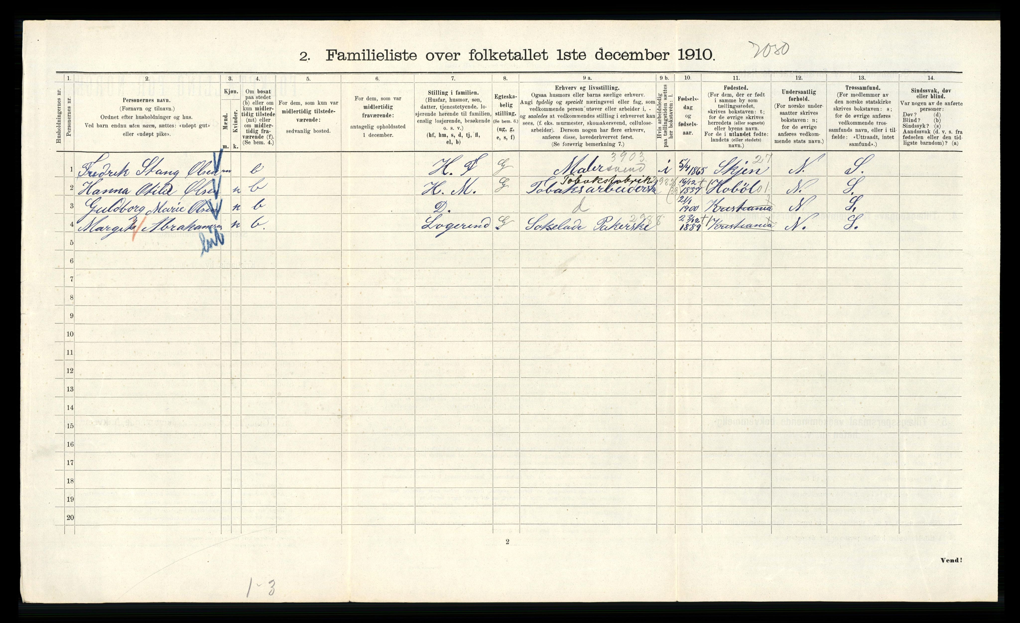 RA, 1910 census for Kristiania, 1910, p. 63090