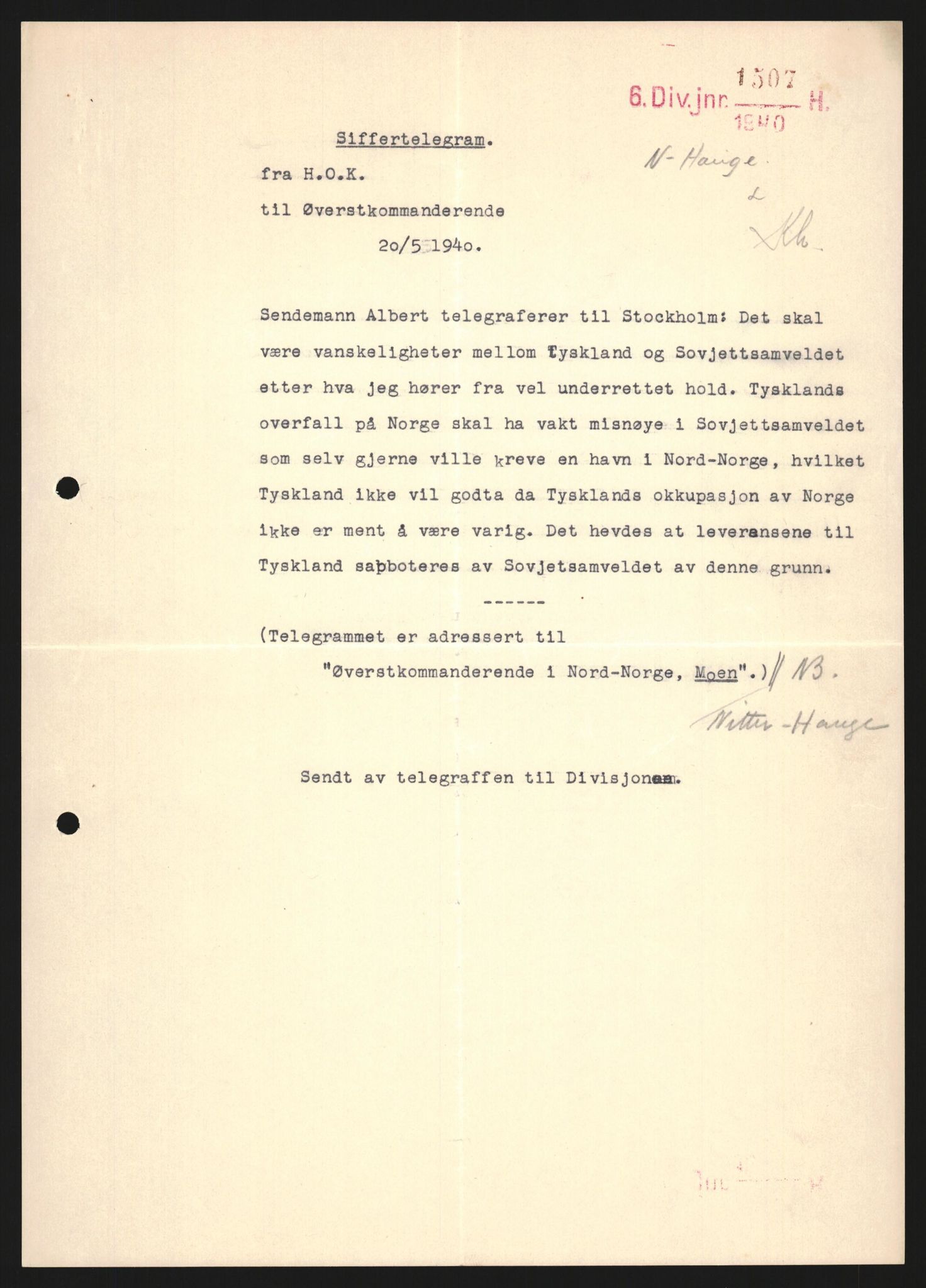 Forsvaret, Forsvarets krigshistoriske avdeling, AV/RA-RAFA-2017/Y/Yb/L0122: II-C-11-600  -  6. Divisjon med avdelinger, 1940, p. 579