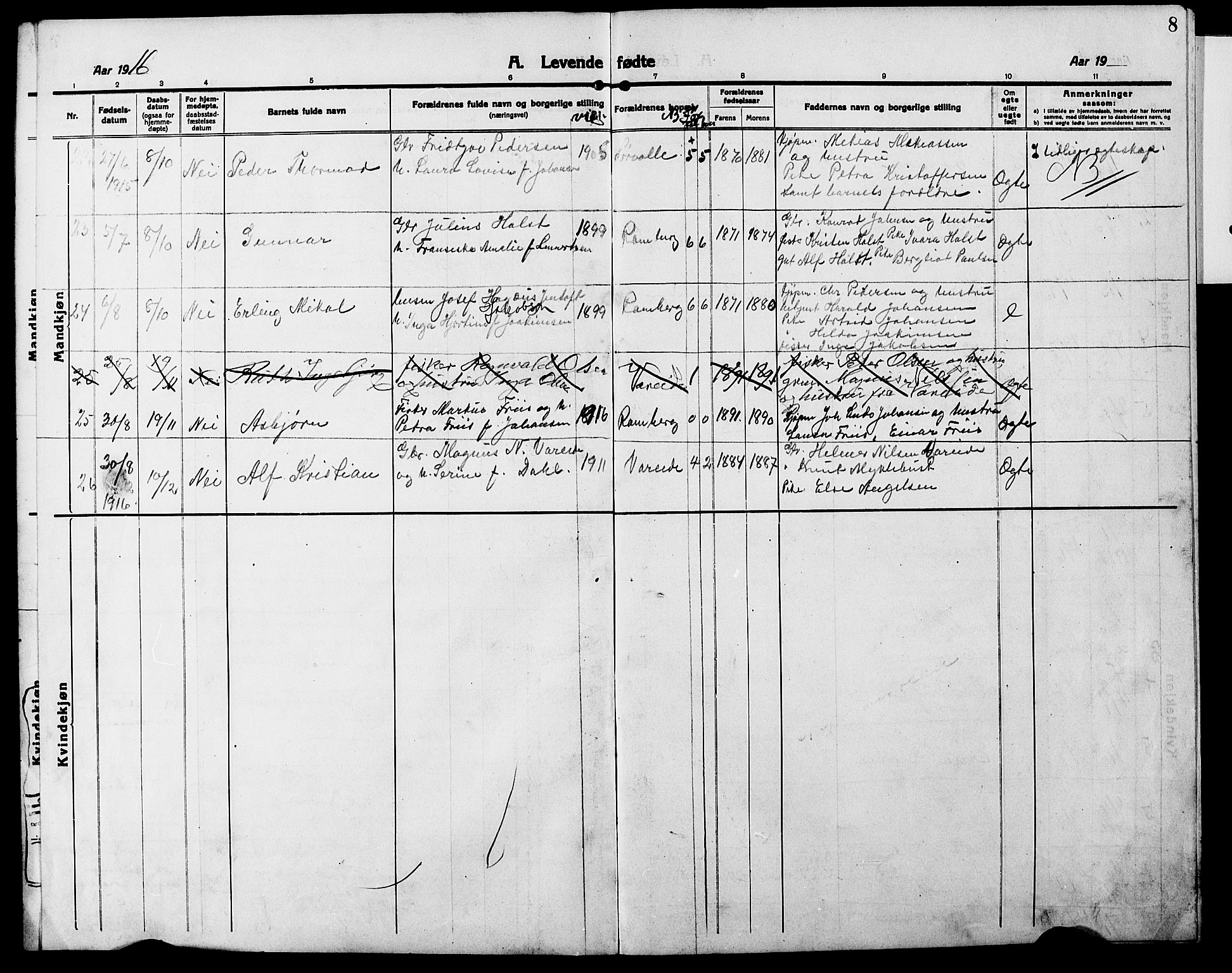 Ministerialprotokoller, klokkerbøker og fødselsregistre - Nordland, SAT/A-1459/885/L1215: Parish register (copy) no. 885C04, 1916-1929, p. 8