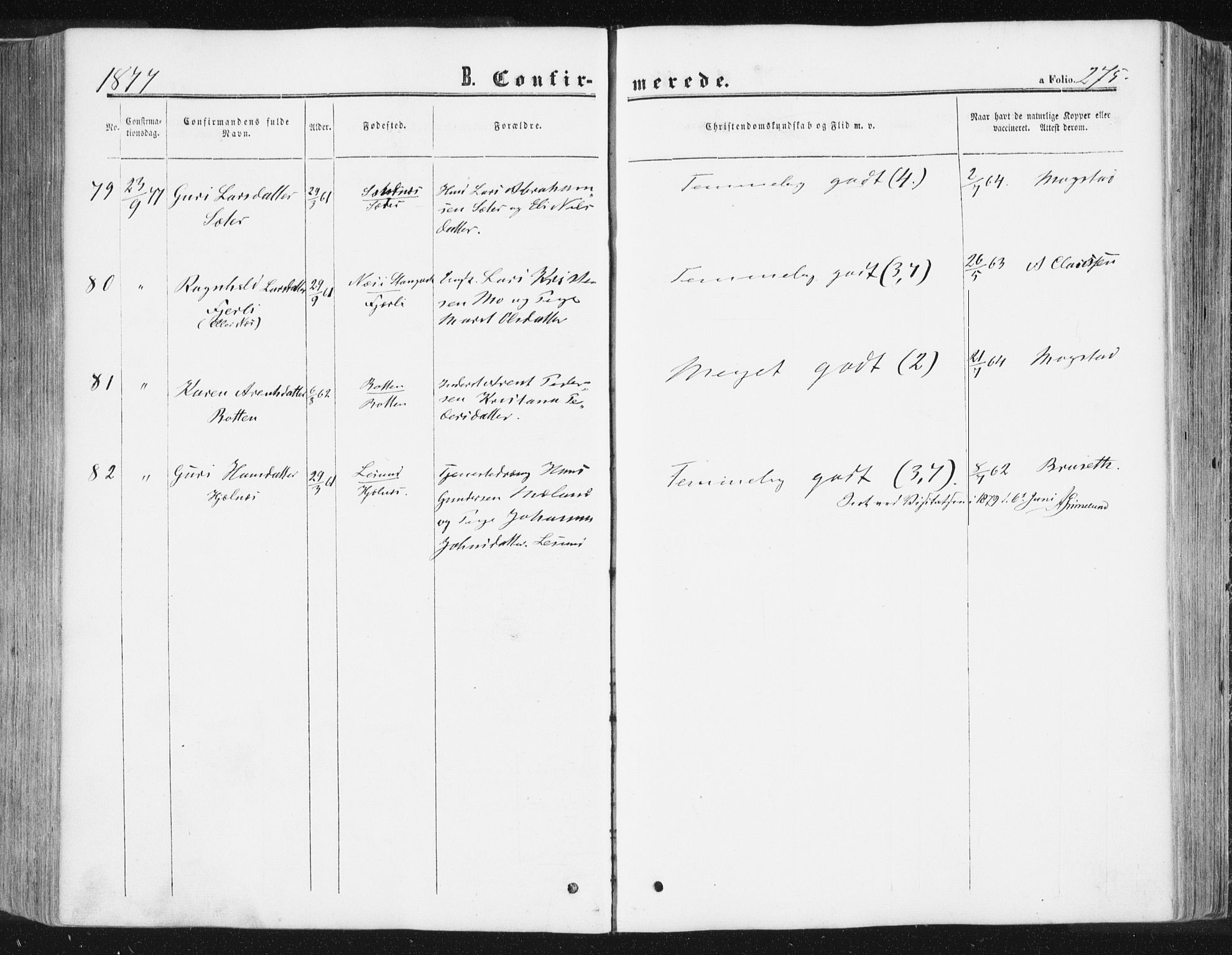 Ministerialprotokoller, klokkerbøker og fødselsregistre - Møre og Romsdal, AV/SAT-A-1454/578/L0905: Parish register (official) no. 578A04, 1859-1877, p. 275