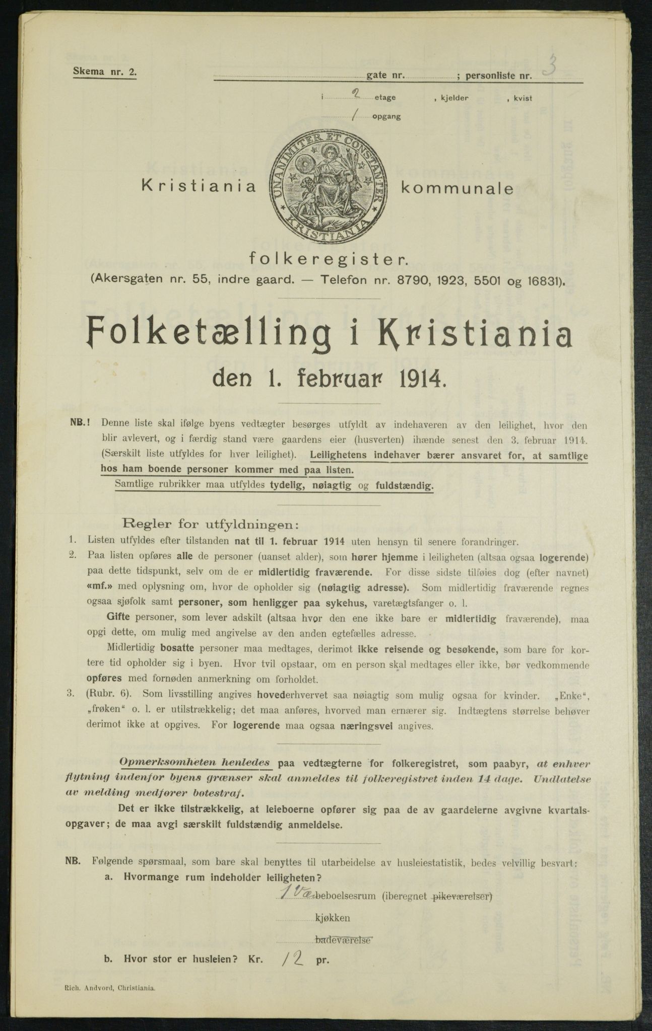 OBA, Municipal Census 1914 for Kristiania, 1914, p. 16031