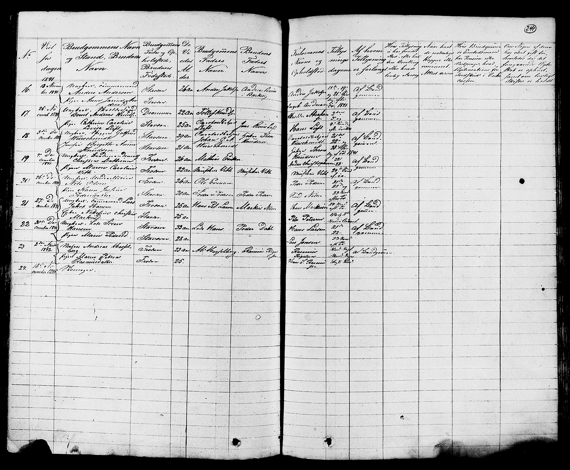 Stavern kirkebøker, SAKO/A-318/G/Ga/L0002: Parish register (copy) no. 2, 1839-1909, p. 241