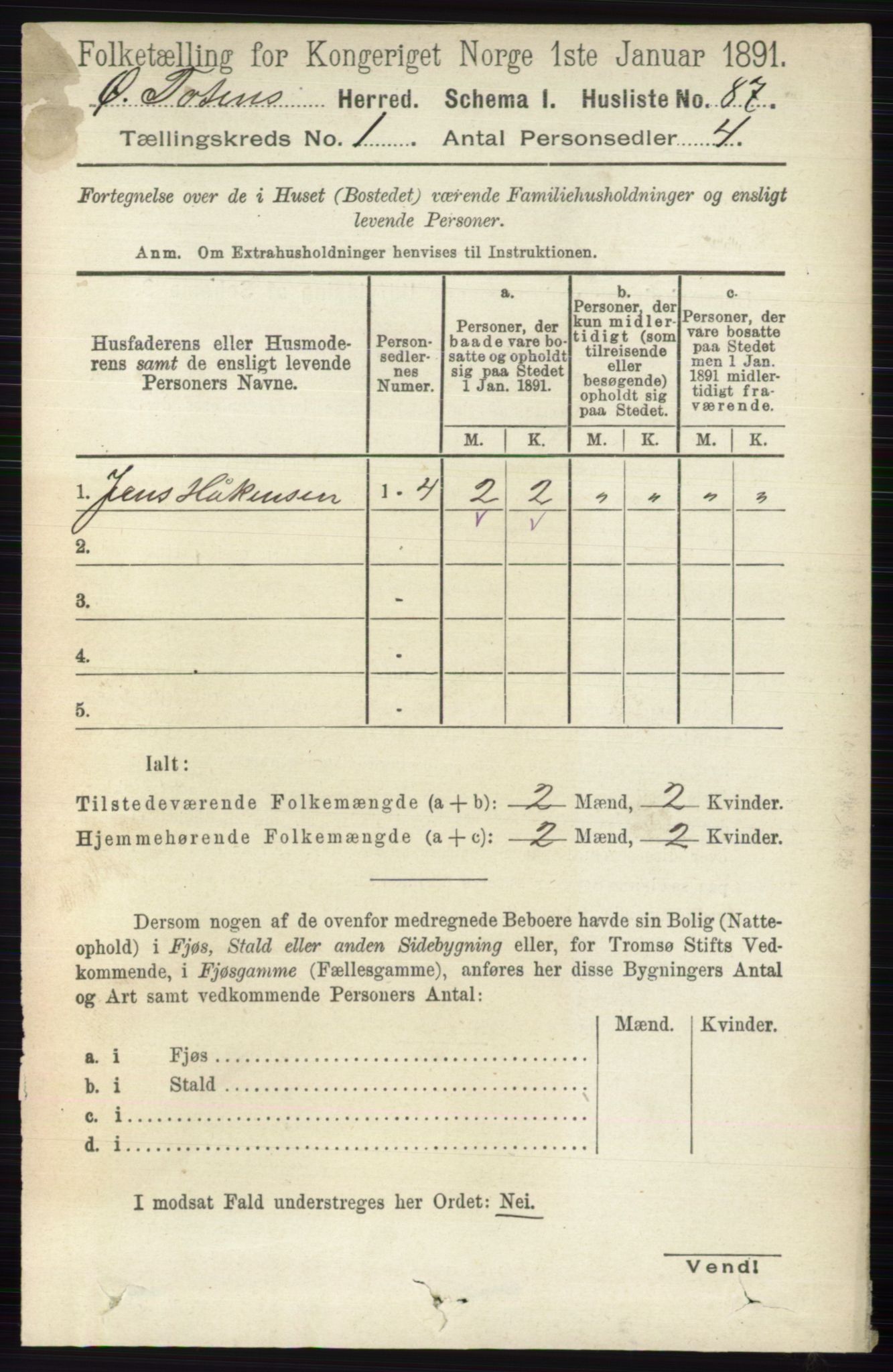 RA, 1891 census for 0528 Østre Toten, 1891, p. 140