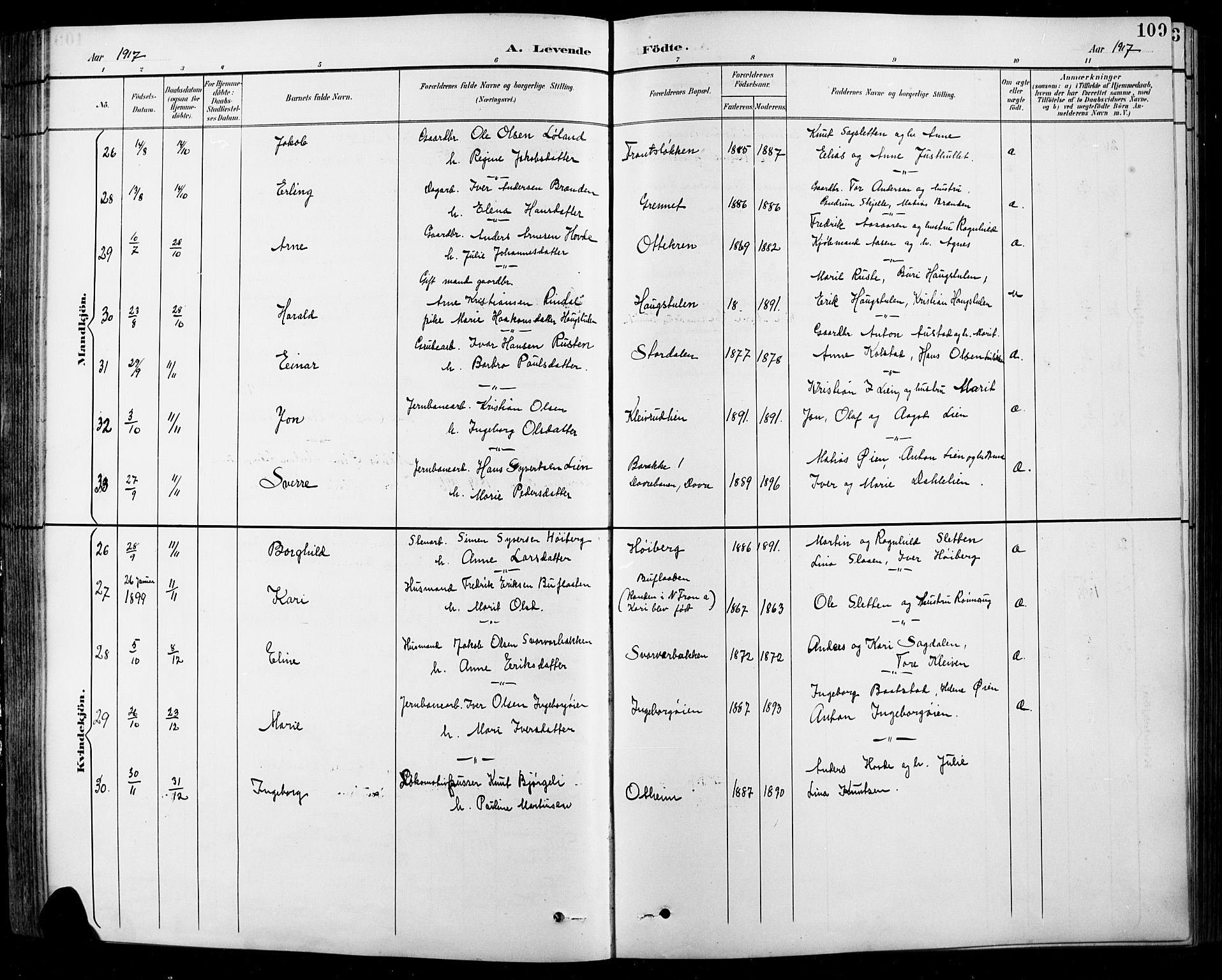 Sel prestekontor, AV/SAH-PREST-074/H/Ha/Hab/L0001: Parish register (copy) no. 1, 1894-1923, p. 109