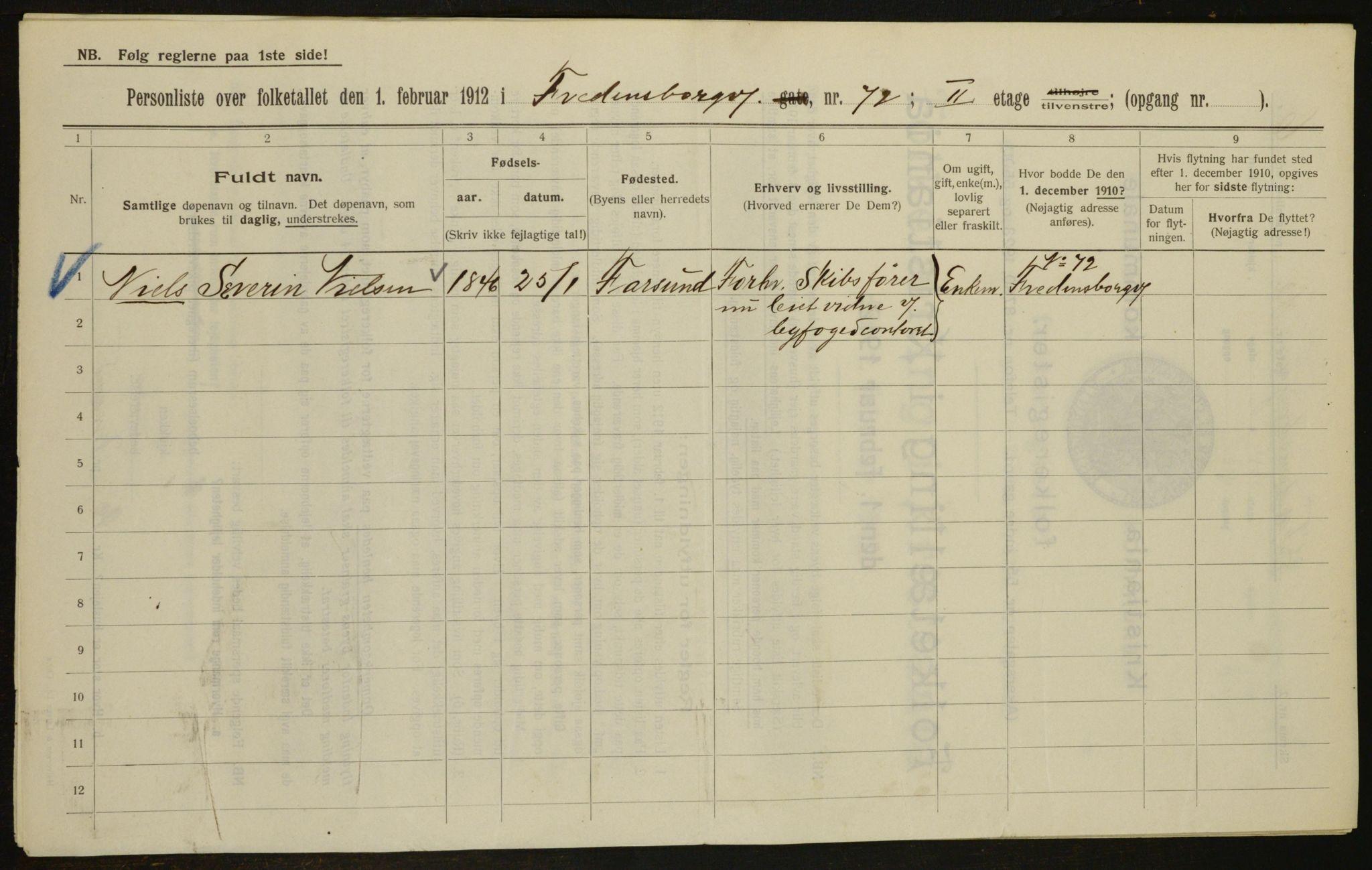 OBA, Municipal Census 1912 for Kristiania, 1912, p. 26538