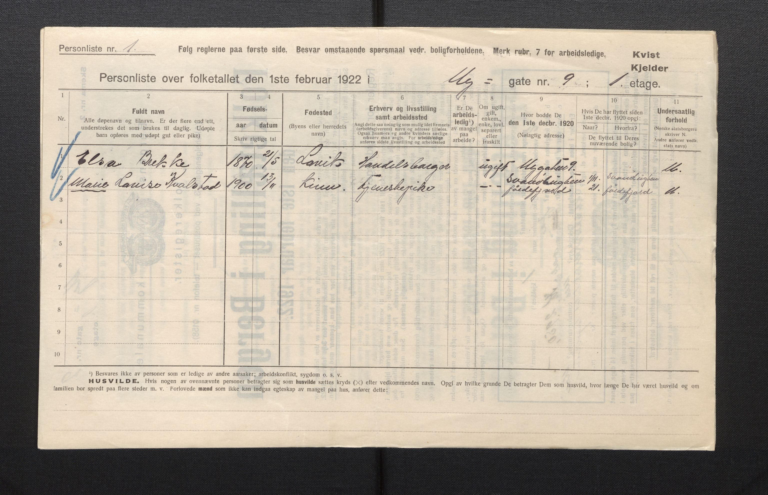 SAB, Municipal Census 1922 for Bergen, 1922, p. 29183