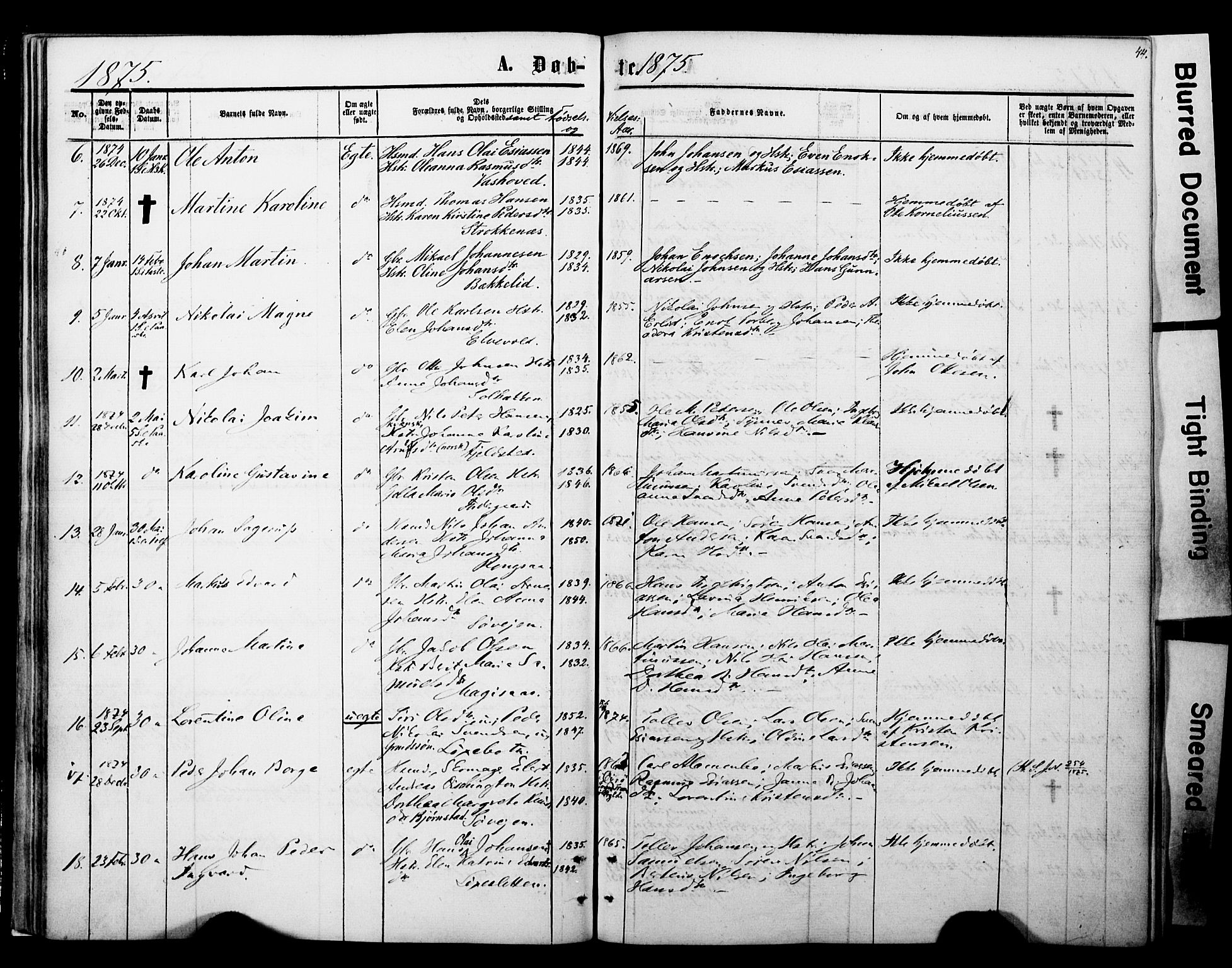 Ibestad sokneprestembete, SATØ/S-0077/H/Ha/Haa/L0013kirke: Parish register (official) no. 13, 1865-1879, p. 44
