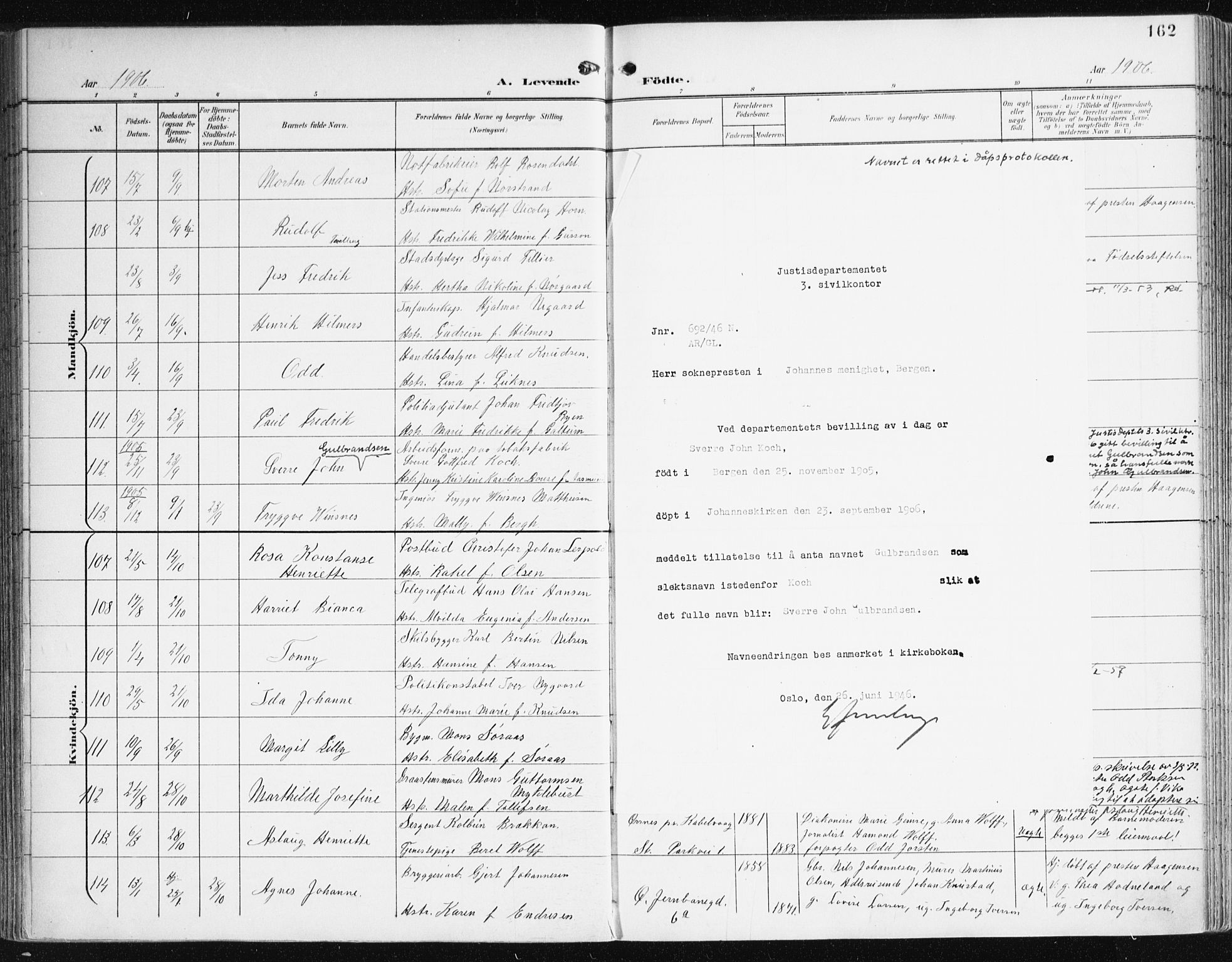 Johanneskirken sokneprestembete, AV/SAB-A-76001/H/Haa/L0002: Parish register (official) no. A 2, 1900-1912, p. 162