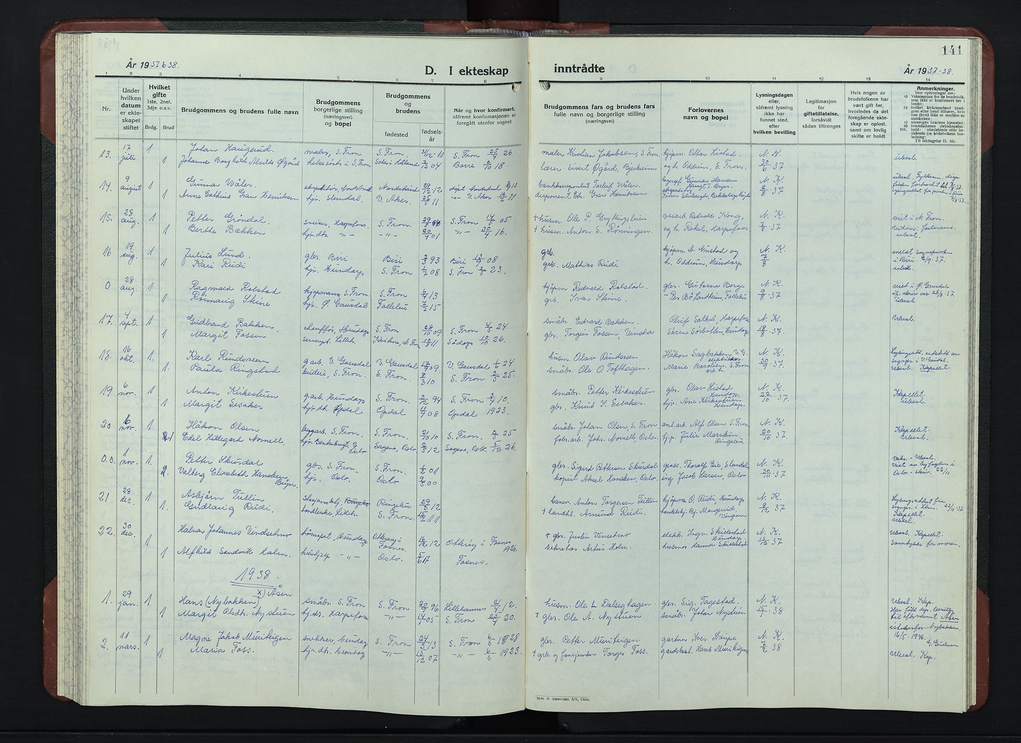 Sør-Fron prestekontor, AV/SAH-PREST-010/H/Ha/Hab/L0006: Parish register (copy) no. 6, 1933-1948, p. 141