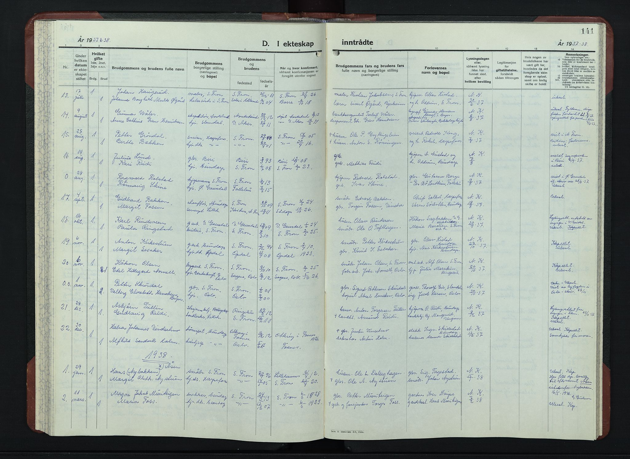 Sør-Fron prestekontor, SAH/PREST-010/H/Ha/Hab/L0006: Parish register (copy) no. 6, 1933-1948, p. 141