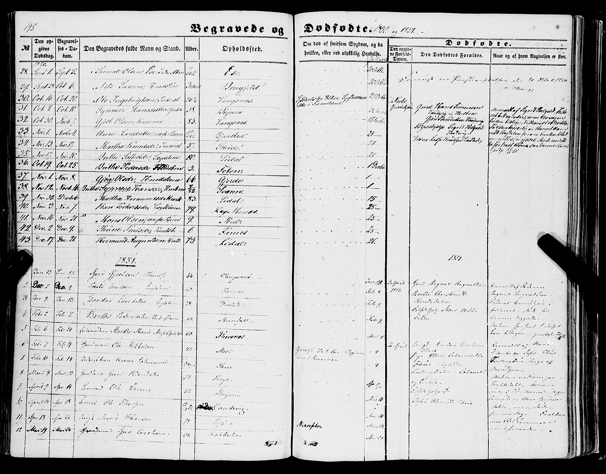 Balestrand sokneprestembete, SAB/A-79601/H/Haa/Haaa/L0002: Parish register (official) no. A 2, 1847-1866, p. 195