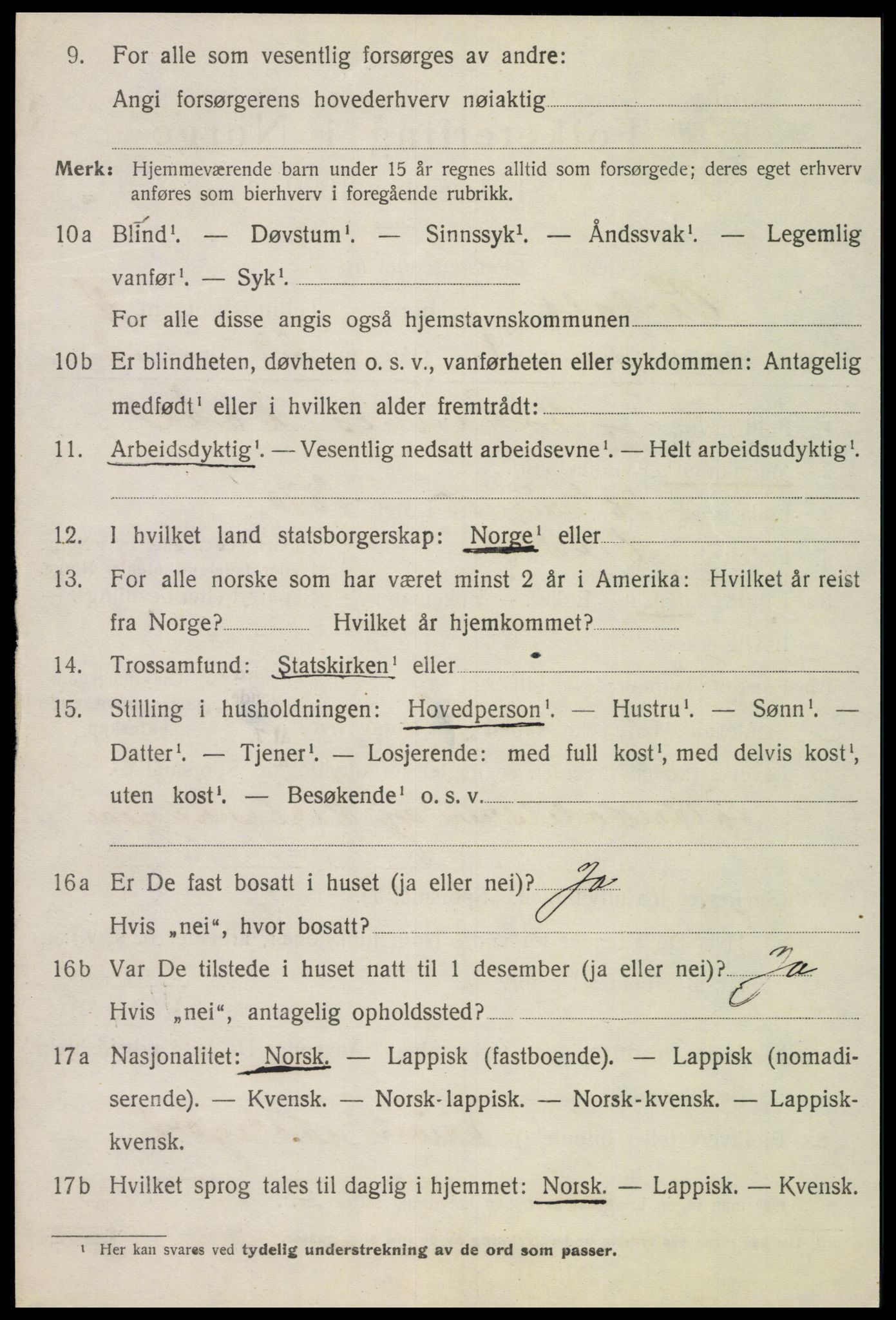 SAT, 1920 census for Verdal, 1920, p. 7584