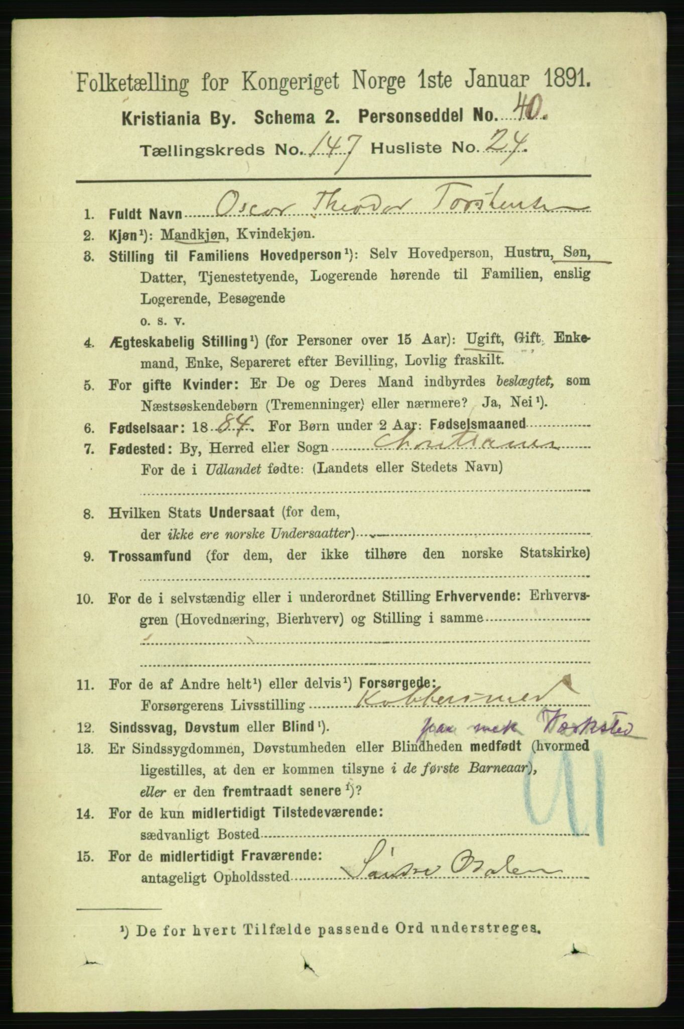 RA, 1891 census for 0301 Kristiania, 1891, p. 82270