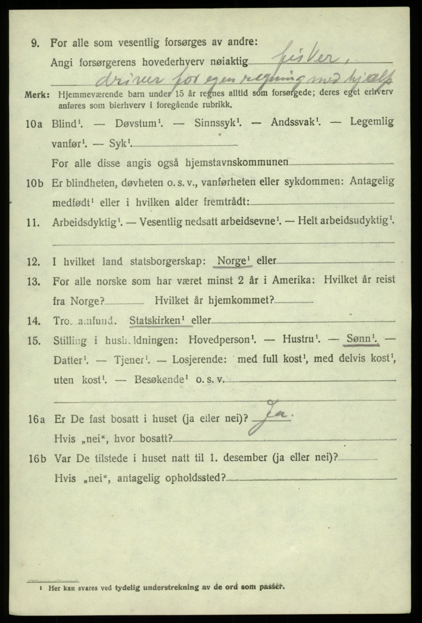 SAB, 1920 census for Sund, 1920, p. 6050