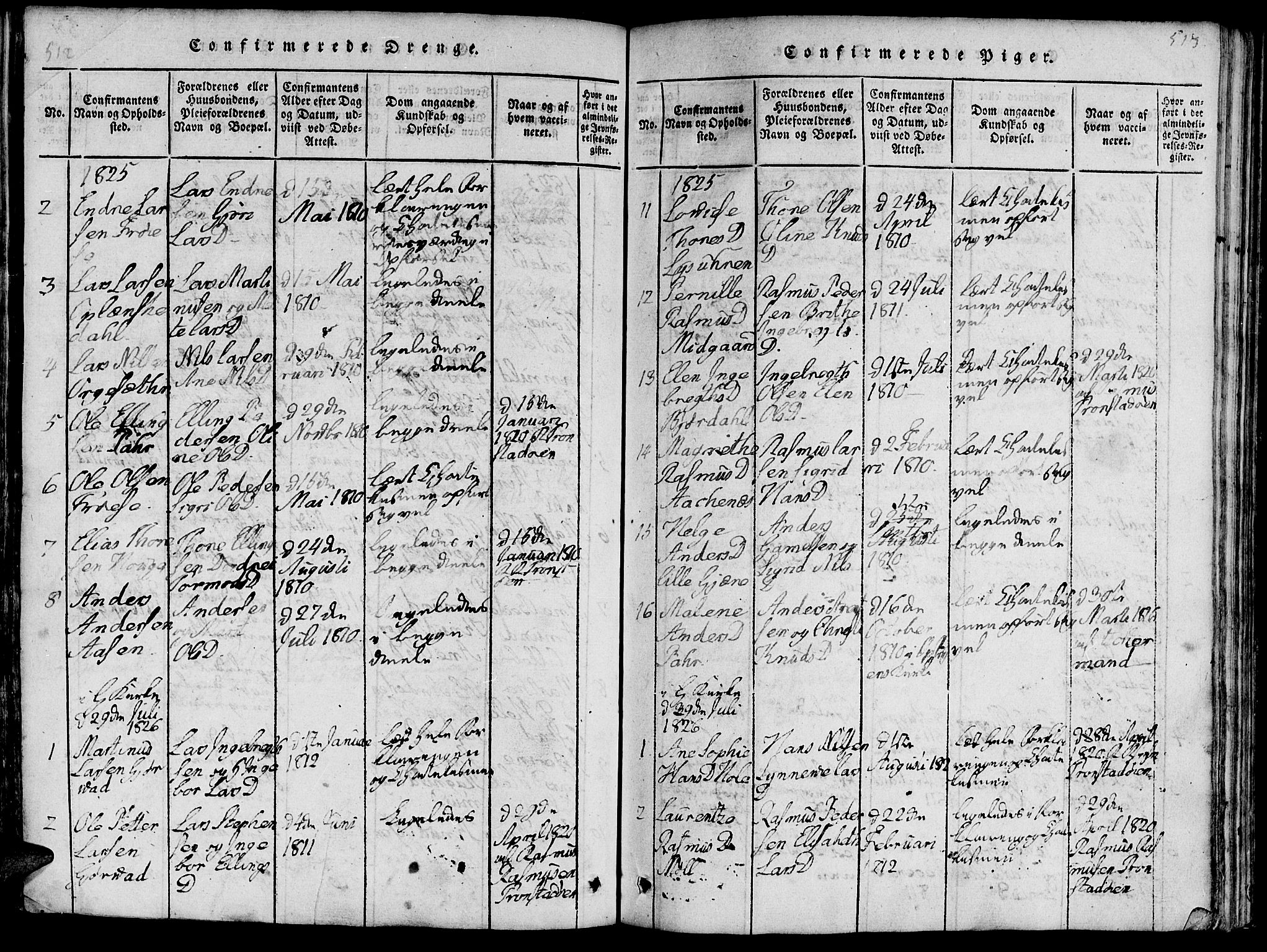 Ministerialprotokoller, klokkerbøker og fødselsregistre - Møre og Romsdal, SAT/A-1454/519/L0260: Parish register (copy) no. 519C01, 1817-1829, p. 512-513