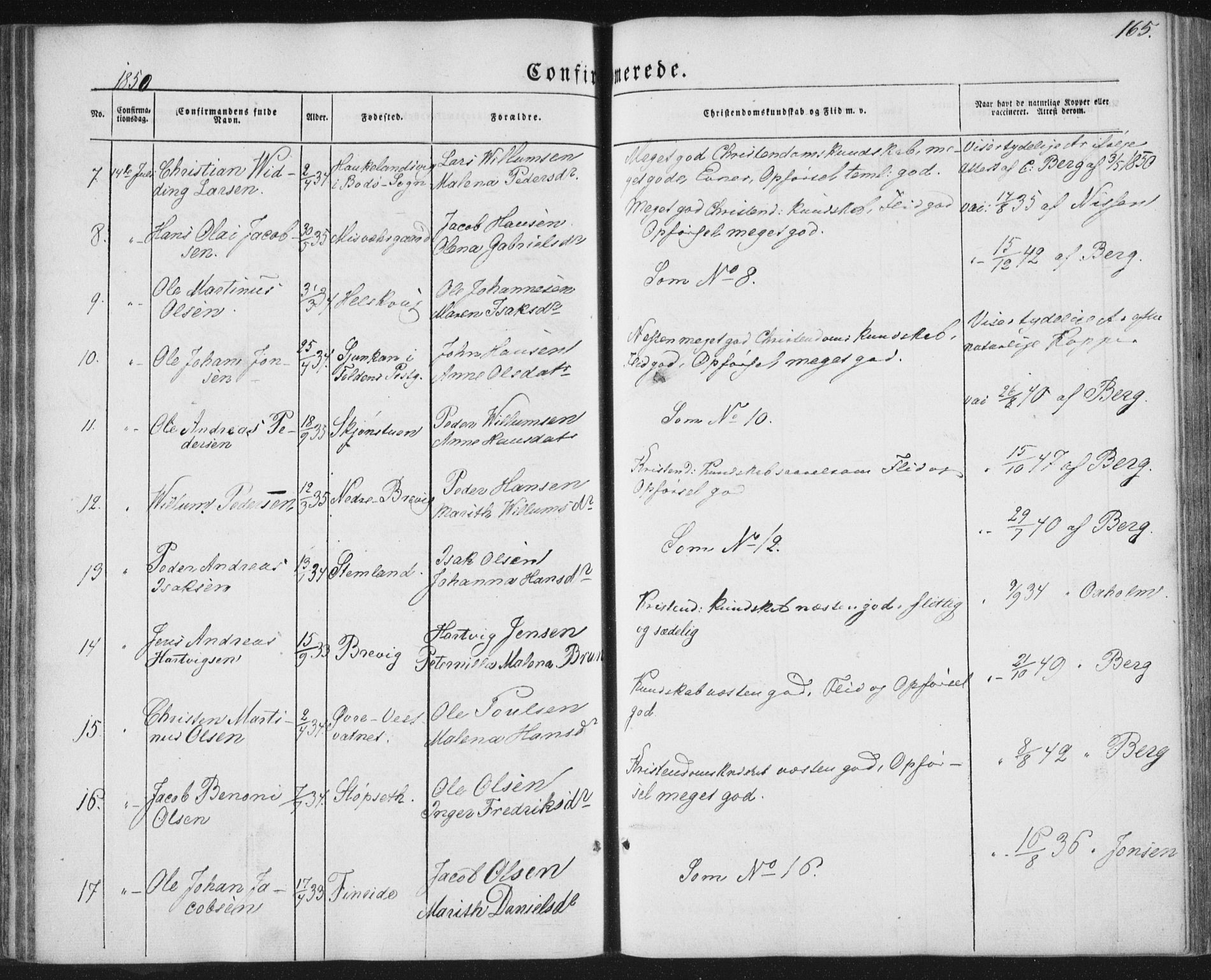 Ministerialprotokoller, klokkerbøker og fødselsregistre - Nordland, AV/SAT-A-1459/852/L0738: Parish register (official) no. 852A08, 1849-1865, p. 165