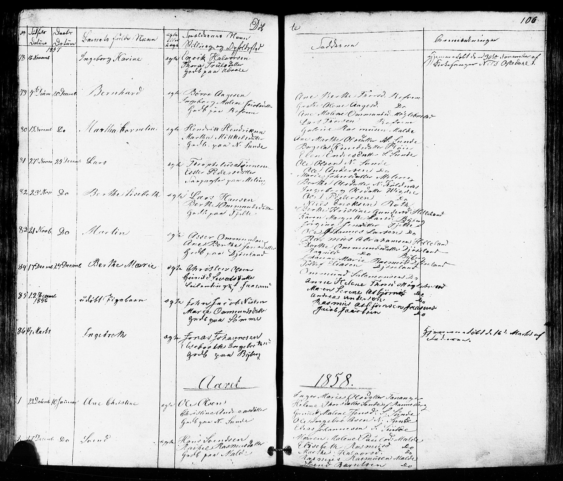 Håland sokneprestkontor, AV/SAST-A-101802/001/30BB/L0002: Parish register (copy) no. B 2, 1845-1872, p. 106
