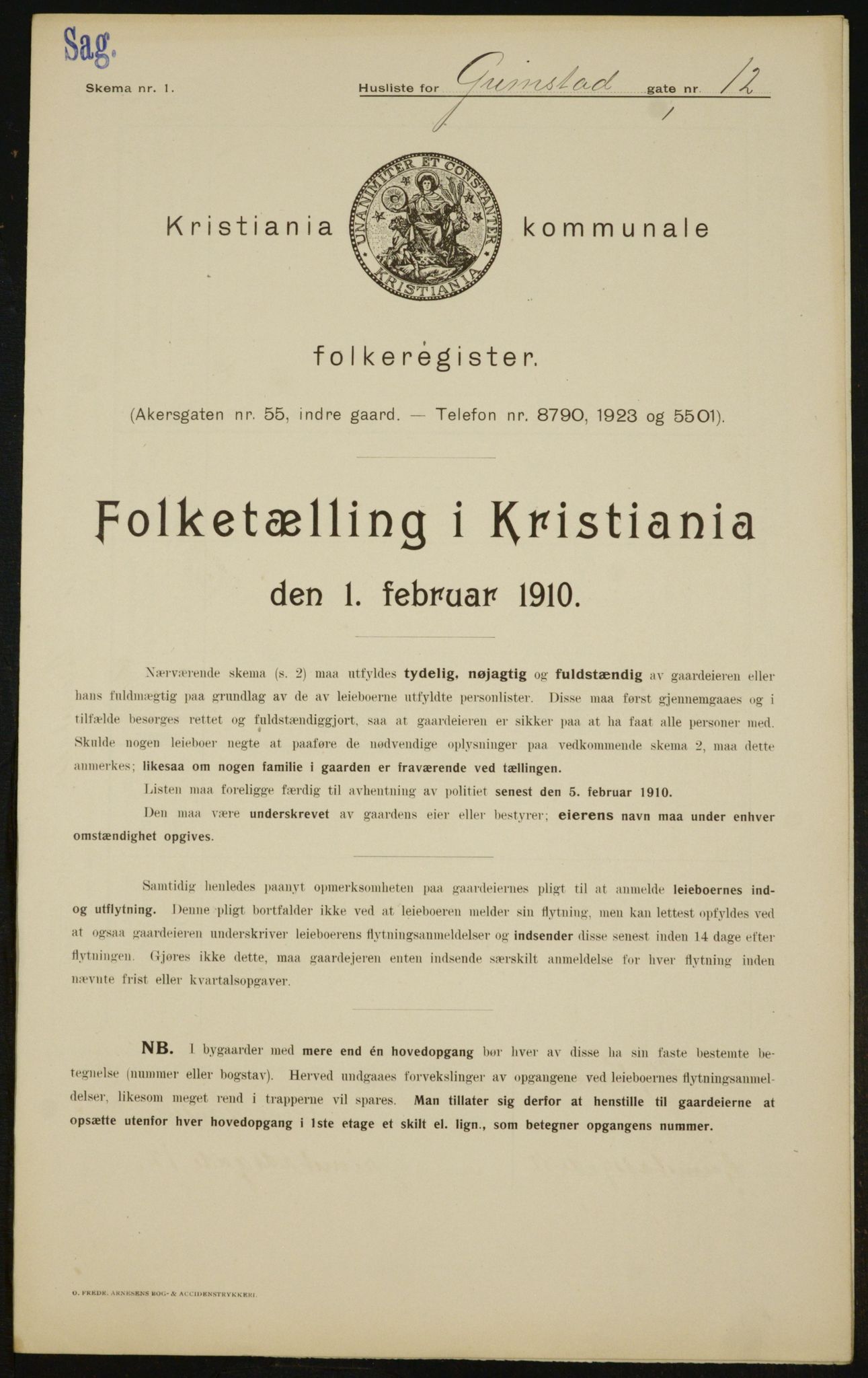 OBA, Municipal Census 1910 for Kristiania, 1910, p. 28487