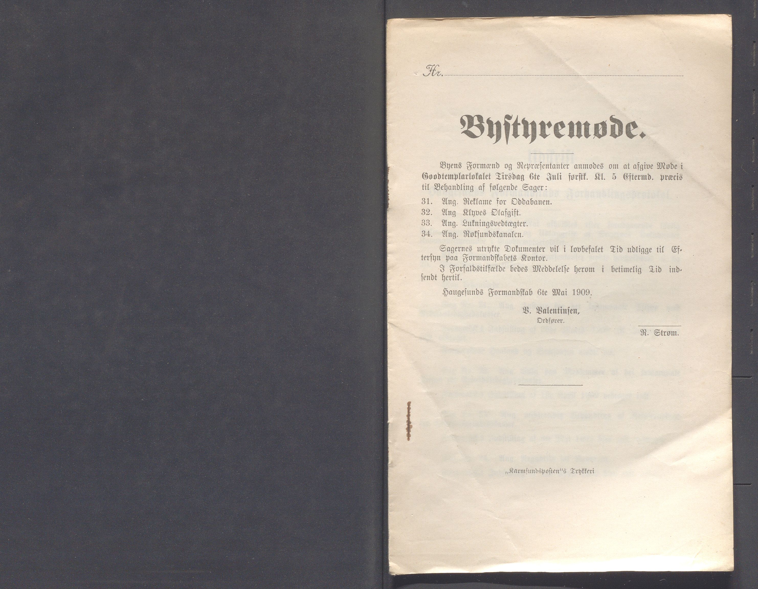 Haugesund kommune - Formannskapet og Bystyret, IKAR/A-740/A/Abb/L0002: Bystyreforhandlinger, 1908-1917, p. 253