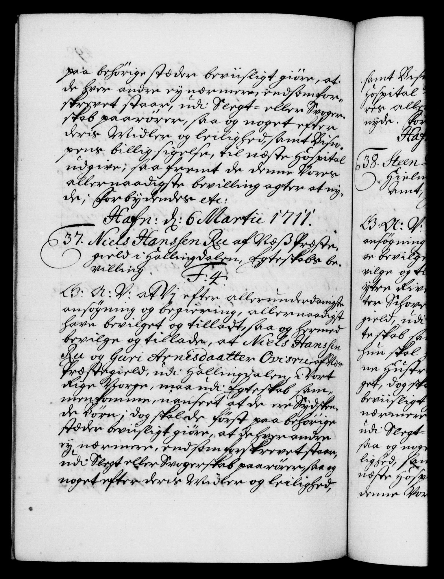 Danske Kanselli 1572-1799, RA/EA-3023/F/Fc/Fca/Fcaa/L0020: Norske registre, 1708-1711, p. 498b