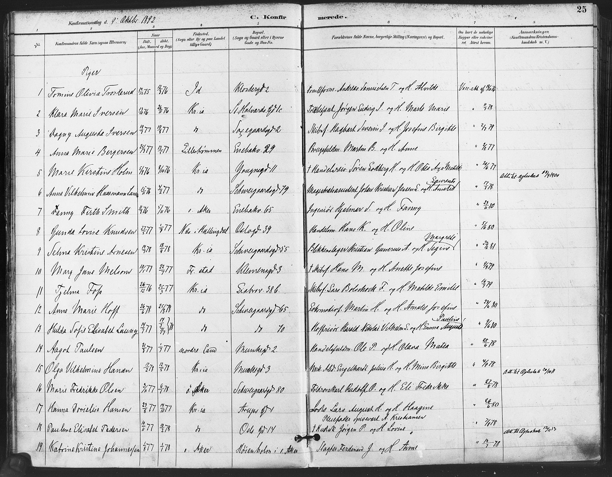 Gamlebyen prestekontor Kirkebøker, AV/SAO-A-10884/F/Fa/L0008: Parish register (official) no. 8, 1891-1908, p. 25