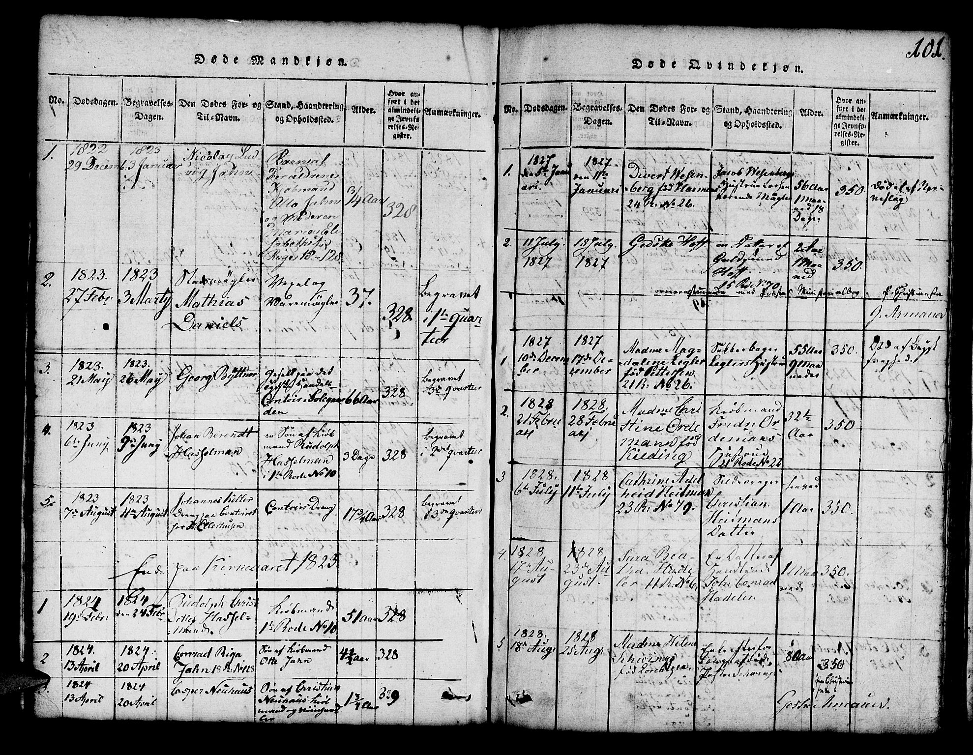 Mariakirken Sokneprestembete, AV/SAB-A-76901/H/Hab/L0001: Parish register (copy) no. A 1, 1815-1846, p. 101