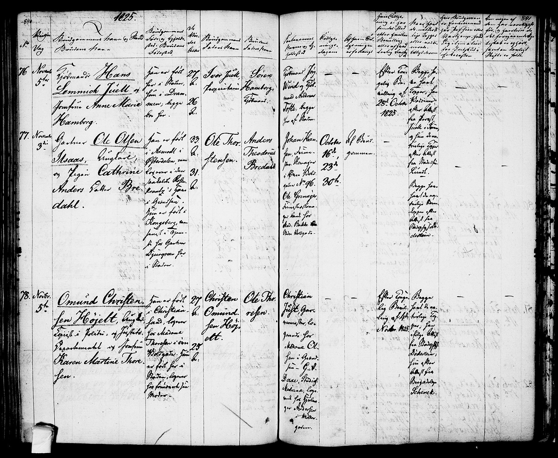 Oslo domkirke Kirkebøker, SAO/A-10752/F/Fa/L0010: Parish register (official) no. 10, 1824-1830, p. 840-841