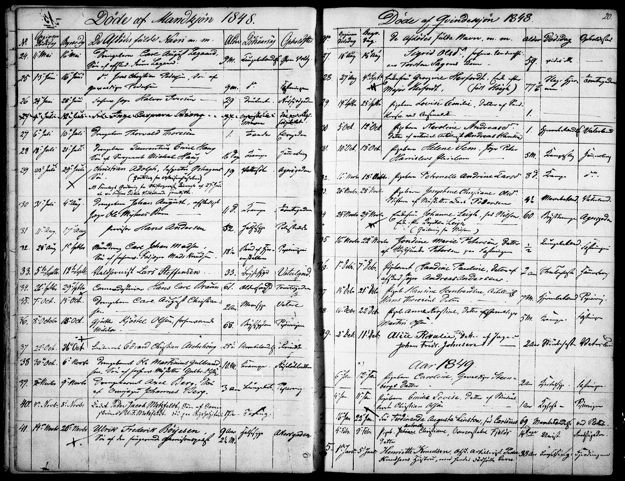 Garnisonsmenigheten Kirkebøker, AV/SAO-A-10846/F/Fa/L0009: Parish register (official) no. 9, 1842-1859, p. 20