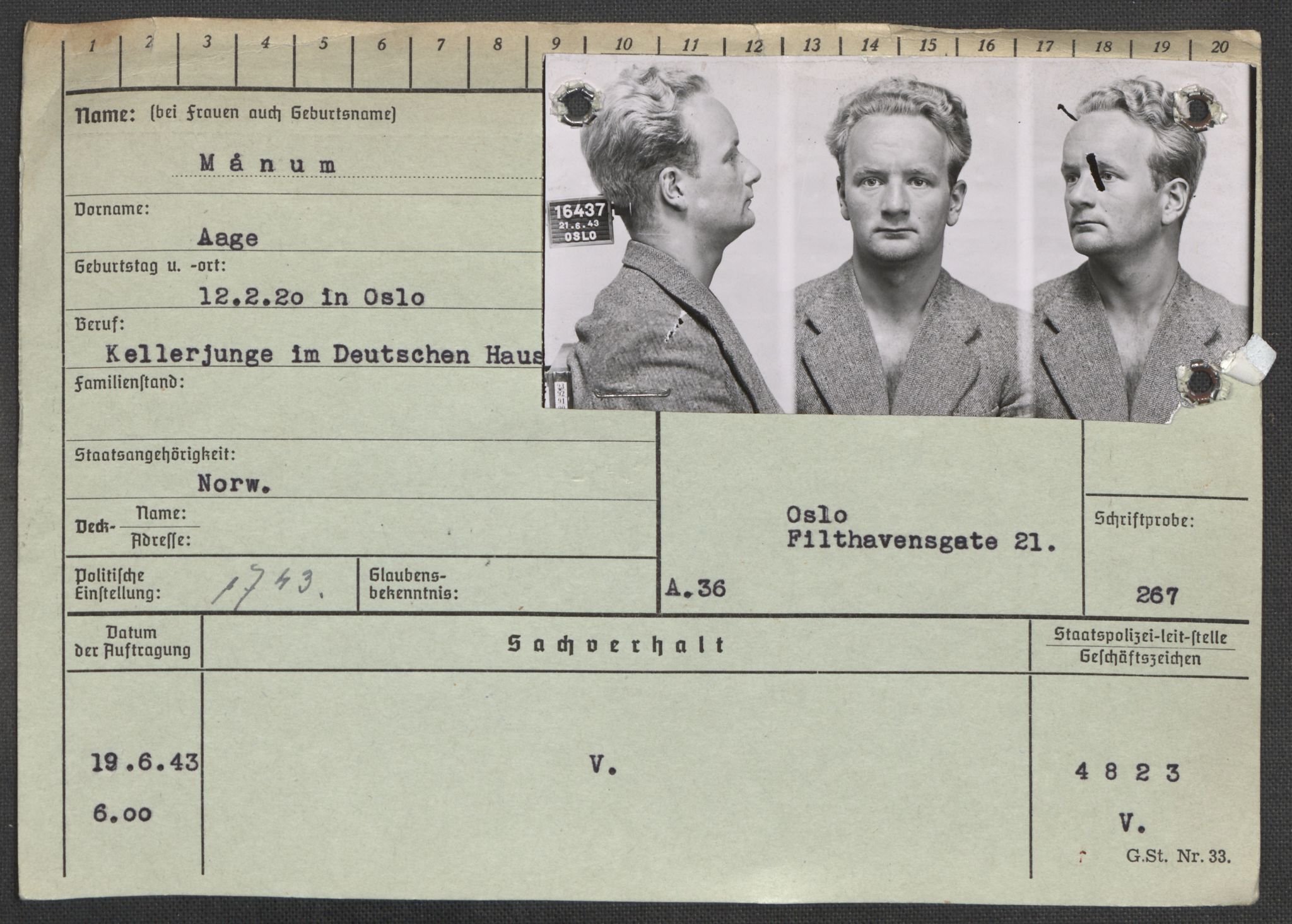 Befehlshaber der Sicherheitspolizei und des SD, AV/RA-RAFA-5969/E/Ea/Eaa/L0007: Register over norske fanger i Møllergata 19: Lundb-N, 1940-1945, p. 980