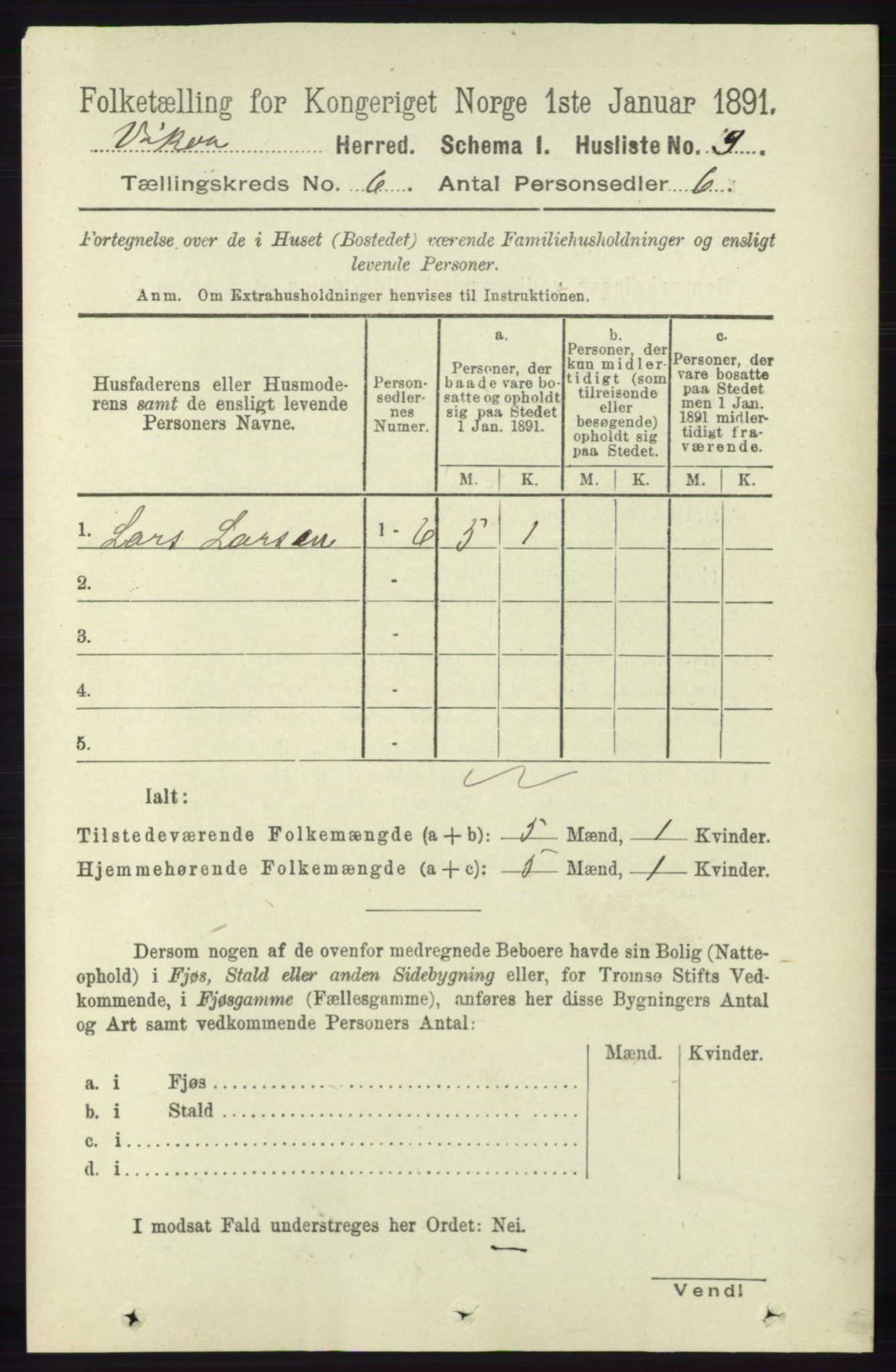 RA, 1891 census for 1238 Vikør, 1891, p. 1749