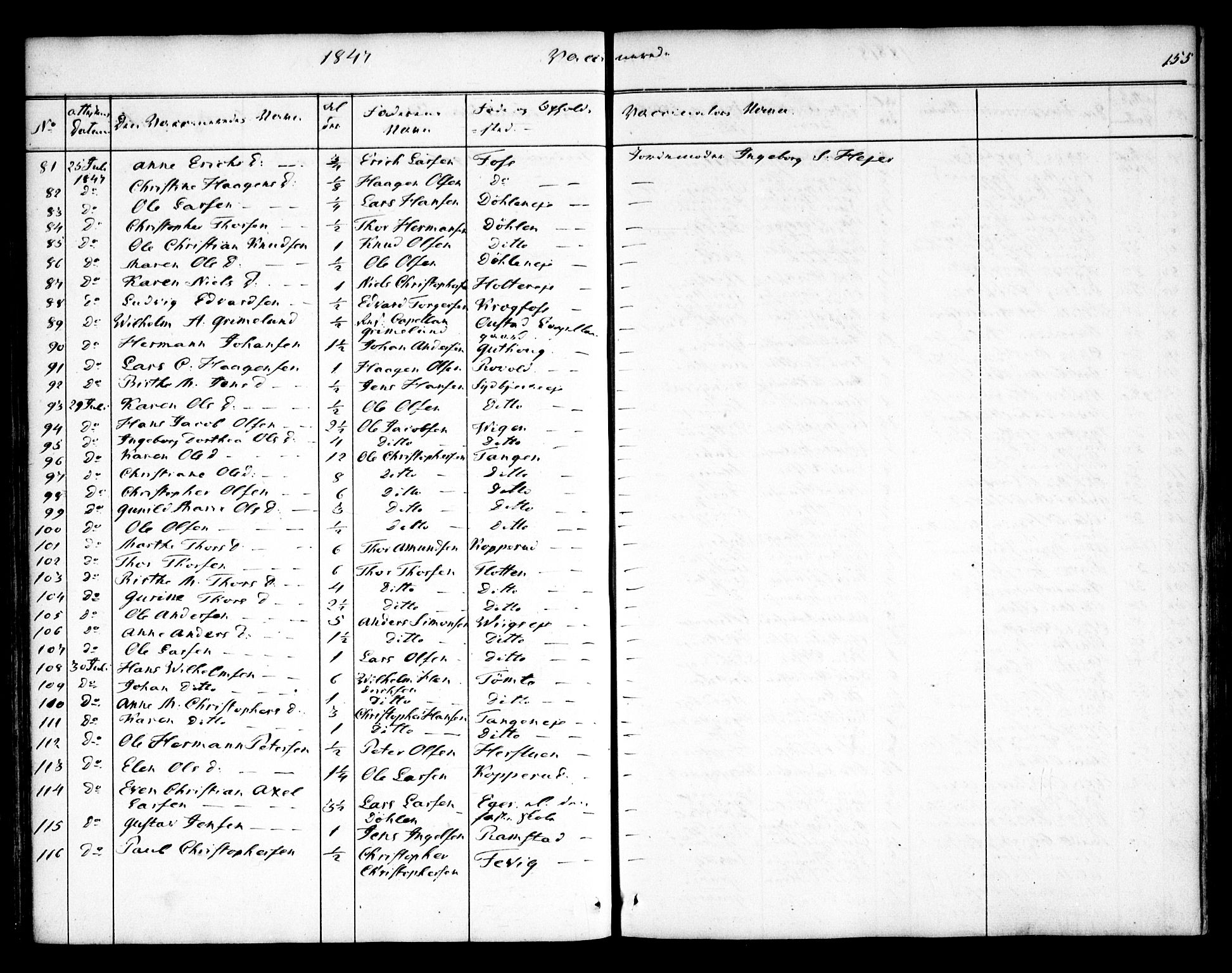 Nannestad prestekontor Kirkebøker, SAO/A-10414a/F/Fa/L0010: Parish register (official) no. I 10, 1840-1850, p. 155