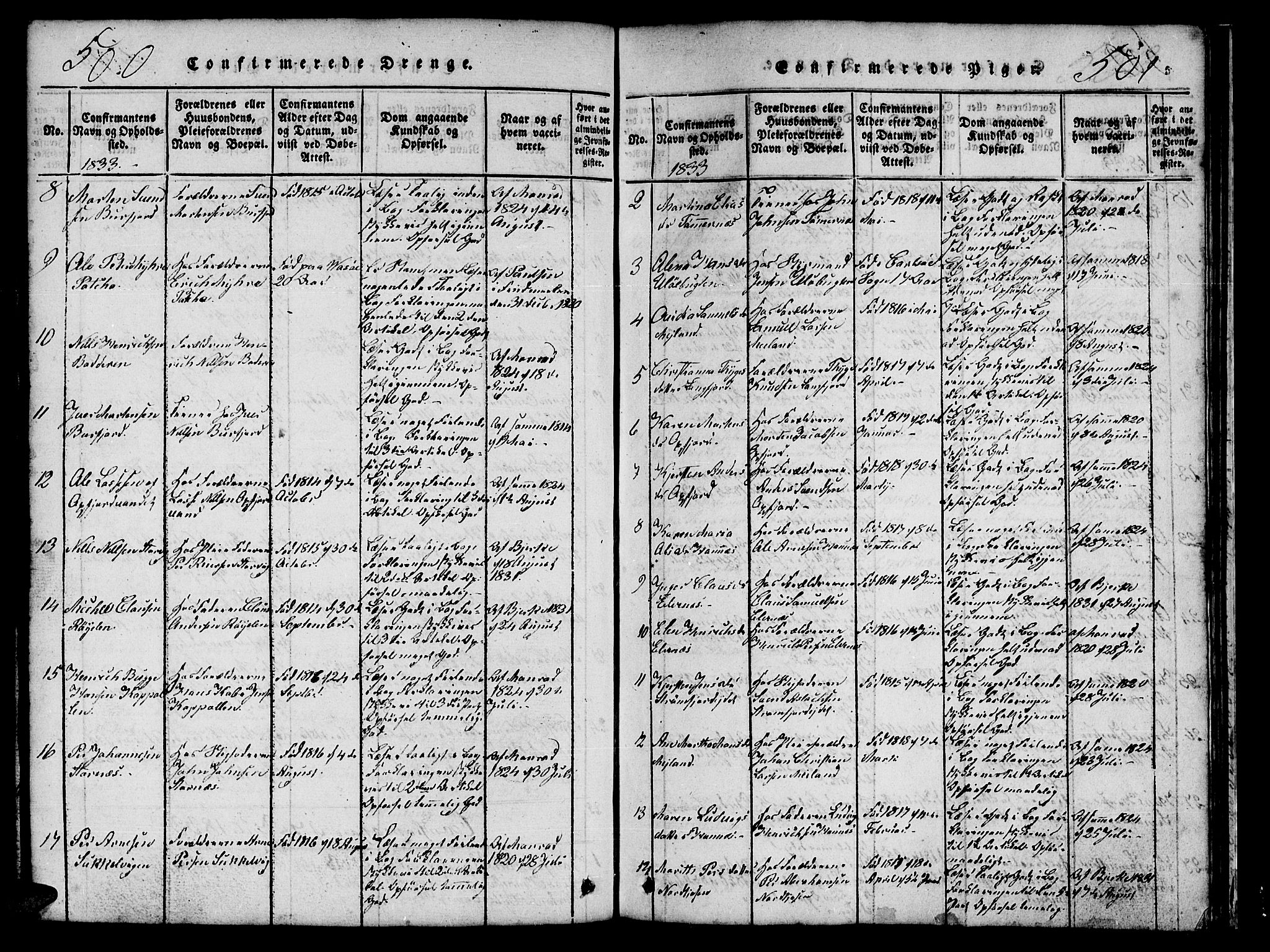 Skjervøy sokneprestkontor, SATØ/S-1300/H/Ha/Hab/L0001klokker: Parish register (copy) no. 1, 1825-1838, p. 500-501