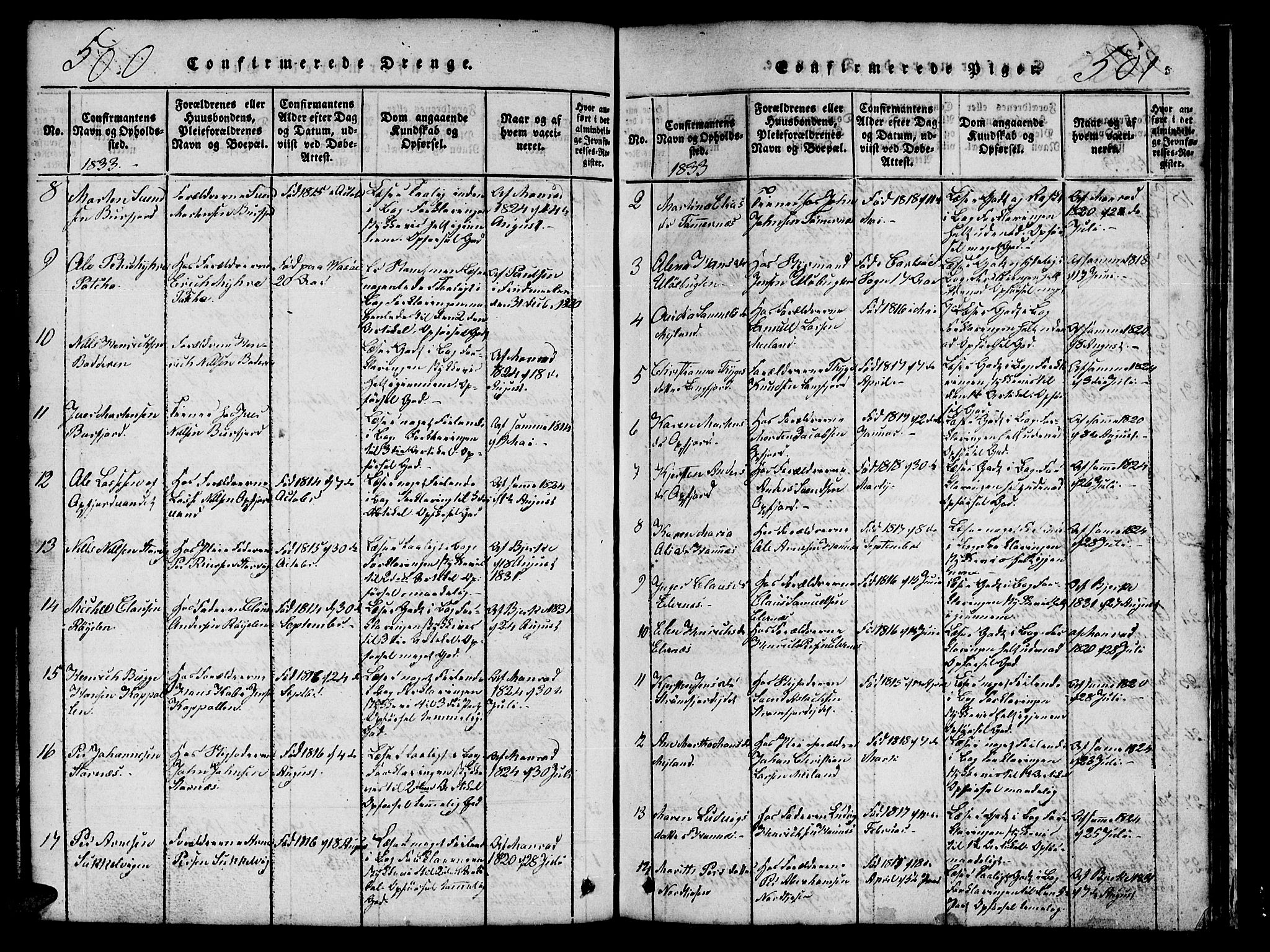 Skjervøy sokneprestkontor, AV/SATØ-S-1300/H/Ha/Hab/L0001klokker: Parish register (copy) no. 1, 1825-1838, p. 500-501