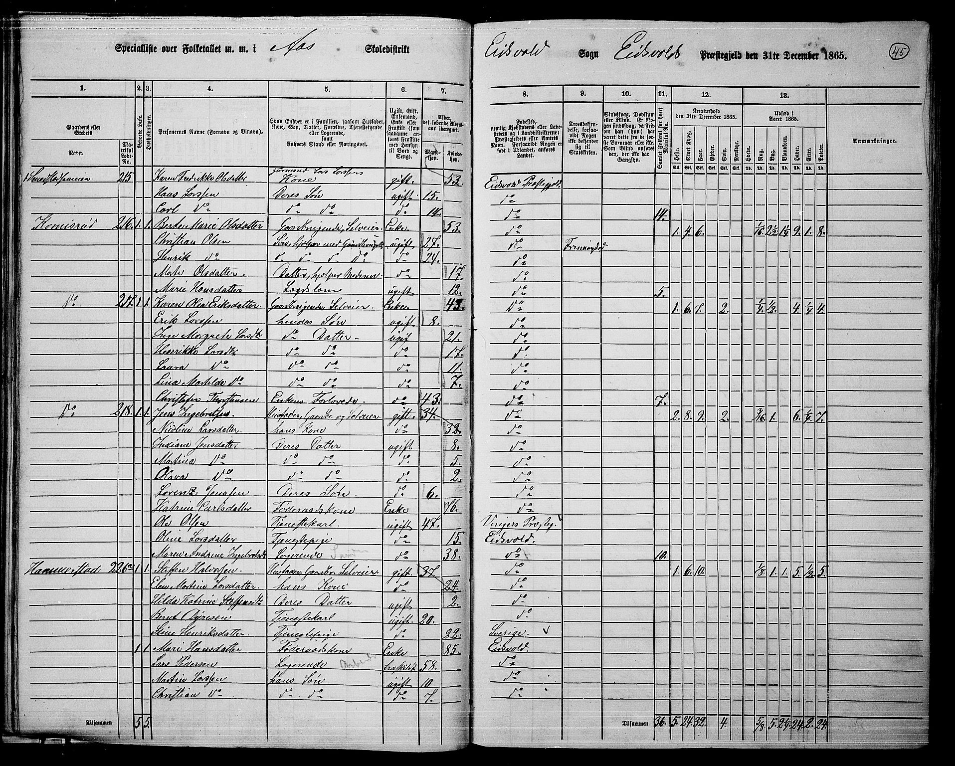 RA, 1865 census for Eidsvoll, 1865, p. 38