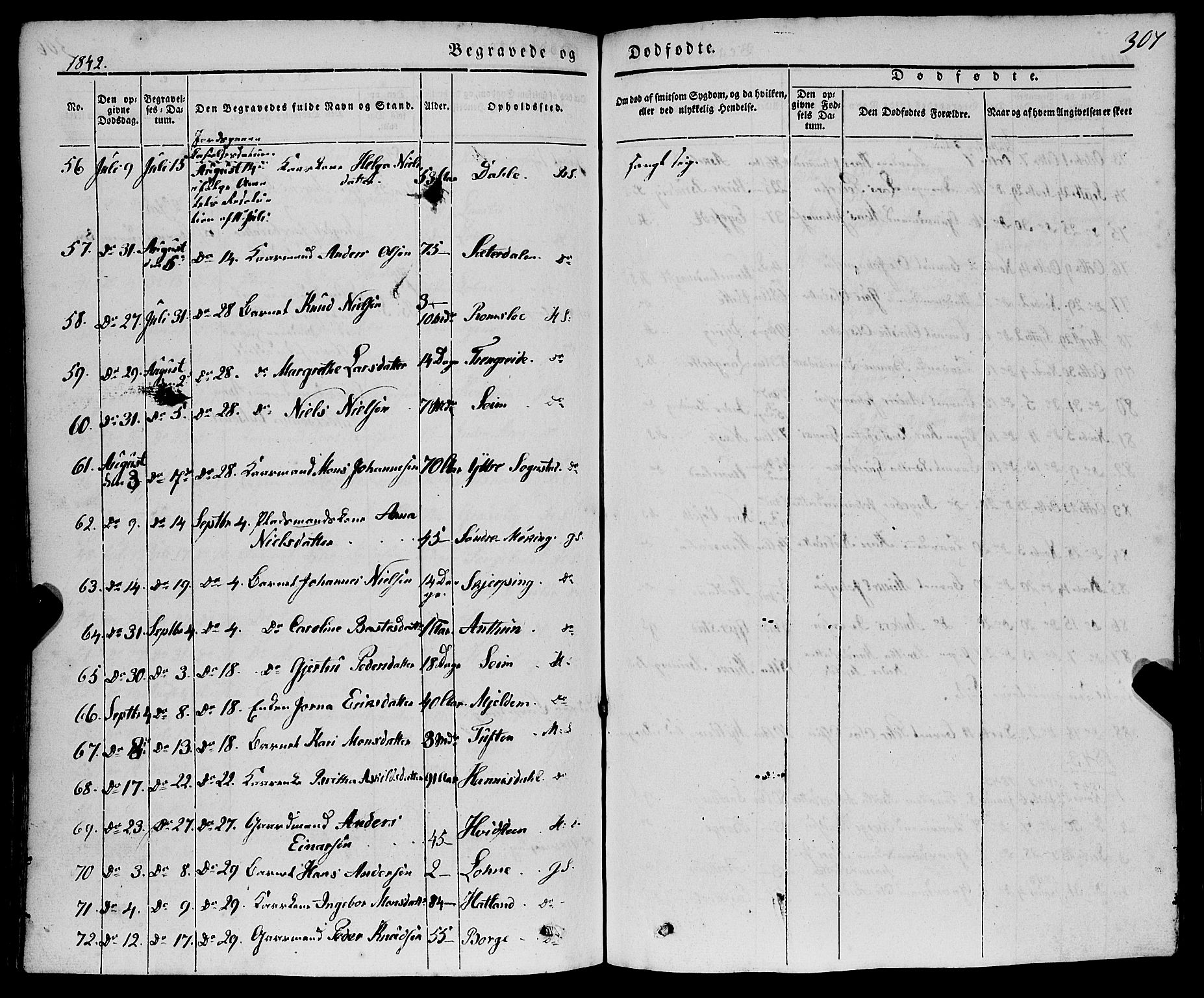 Haus sokneprestembete, AV/SAB-A-75601/H/Haa: Parish register (official) no. A 15, 1838-1847, p. 307