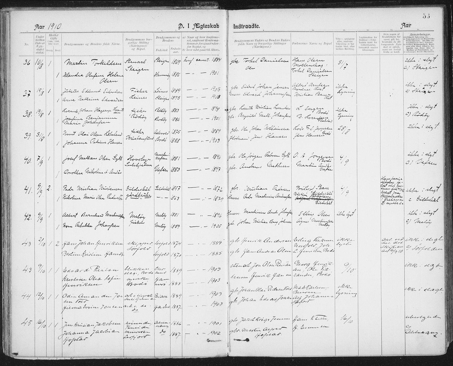 Ministerialprotokoller, klokkerbøker og fødselsregistre - Nordland, AV/SAT-A-1459/801/L0012: Parish register (official) no. 801A12, 1900-1916, p. 56