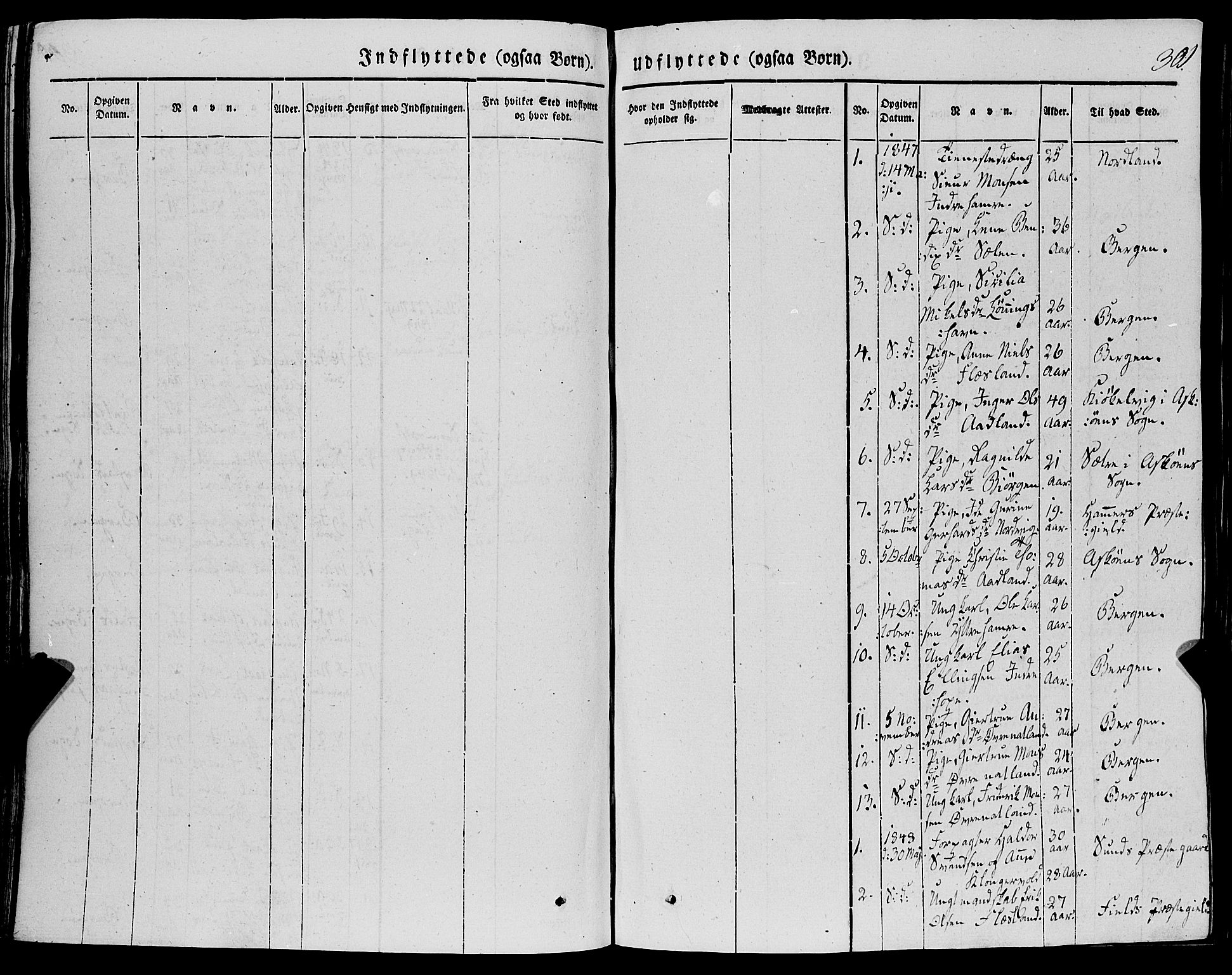 Fana Sokneprestembete, SAB/A-75101/H/Haa/Haaa/L0008: Parish register (official) no. A 8, 1829-1851, p. 301