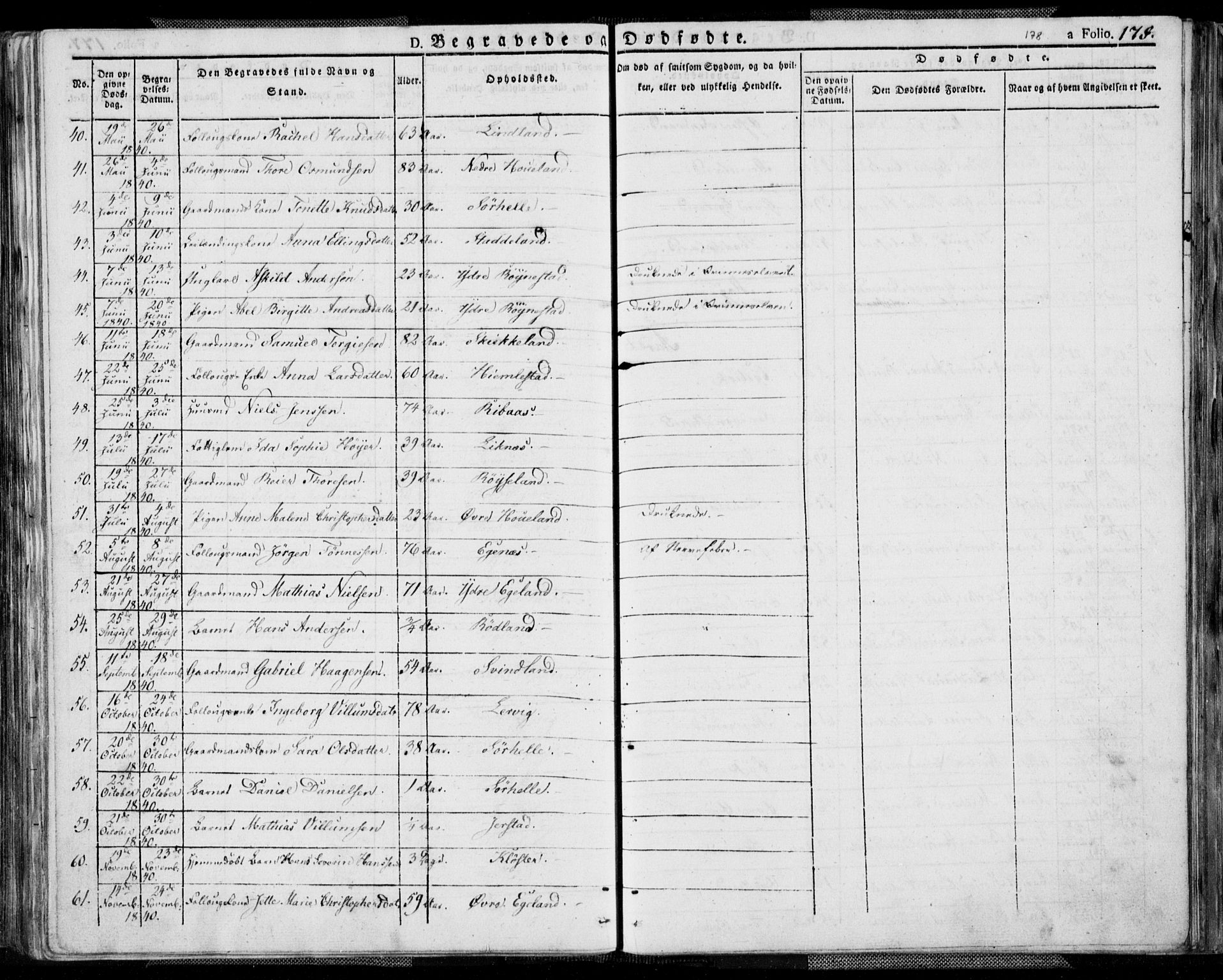 Kvinesdal sokneprestkontor, AV/SAK-1111-0026/F/Fa/Fab/L0004: Parish register (official) no. A 4, 1829-1843, p. 178