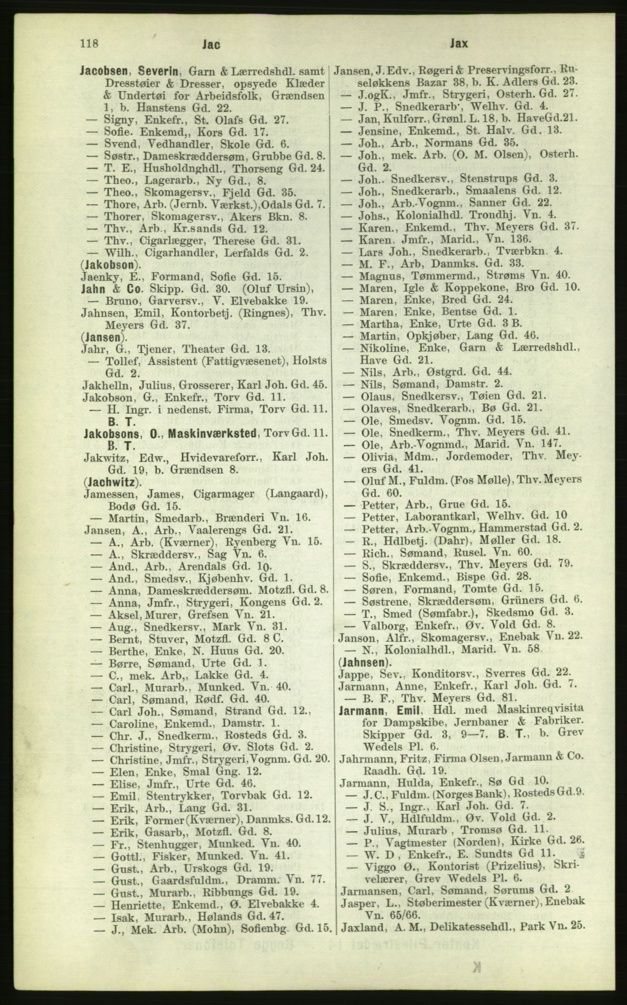 Kristiania/Oslo adressebok, PUBL/-, 1884, p. 118