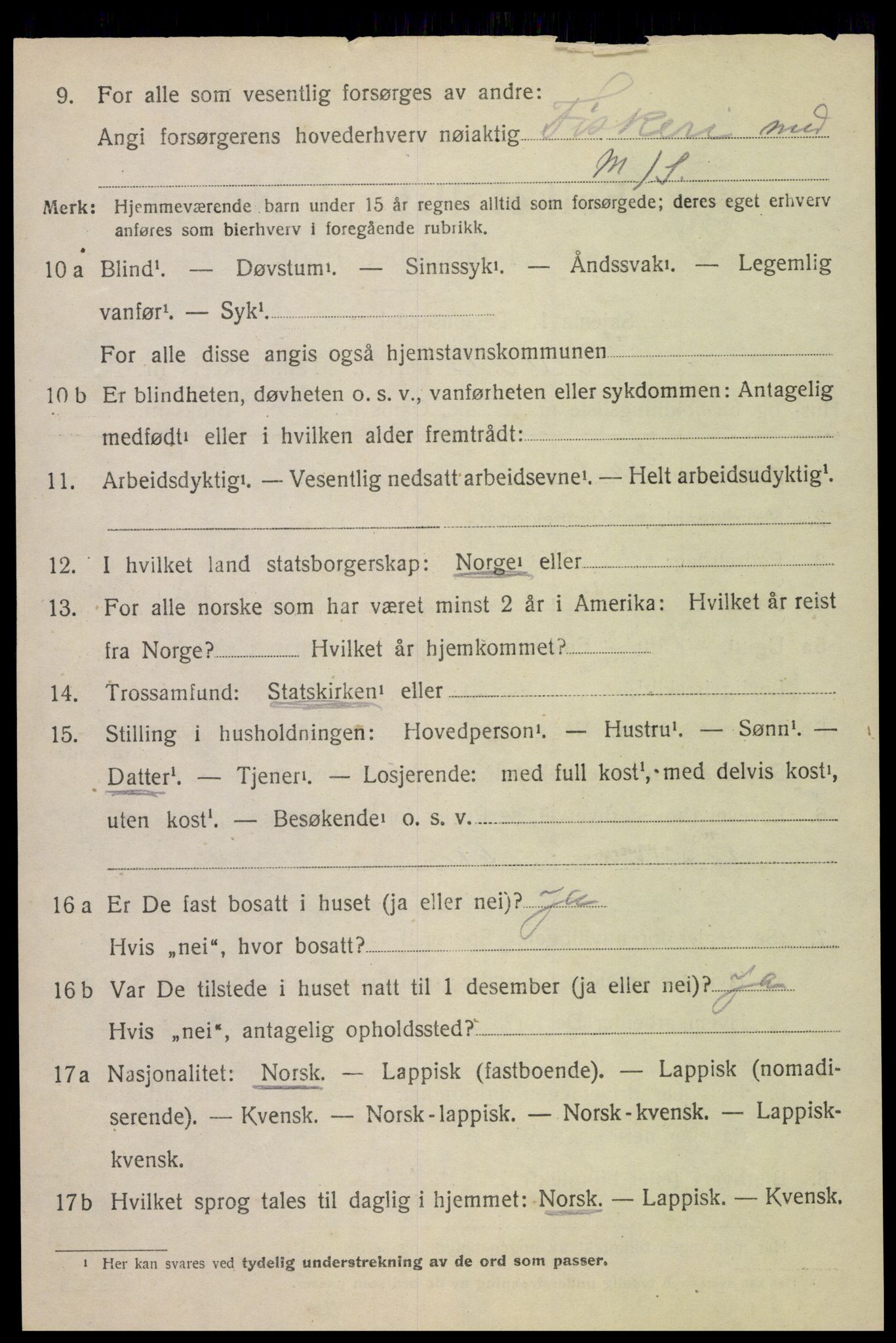 SAT, 1920 census for Hadsel, 1920, p. 21911