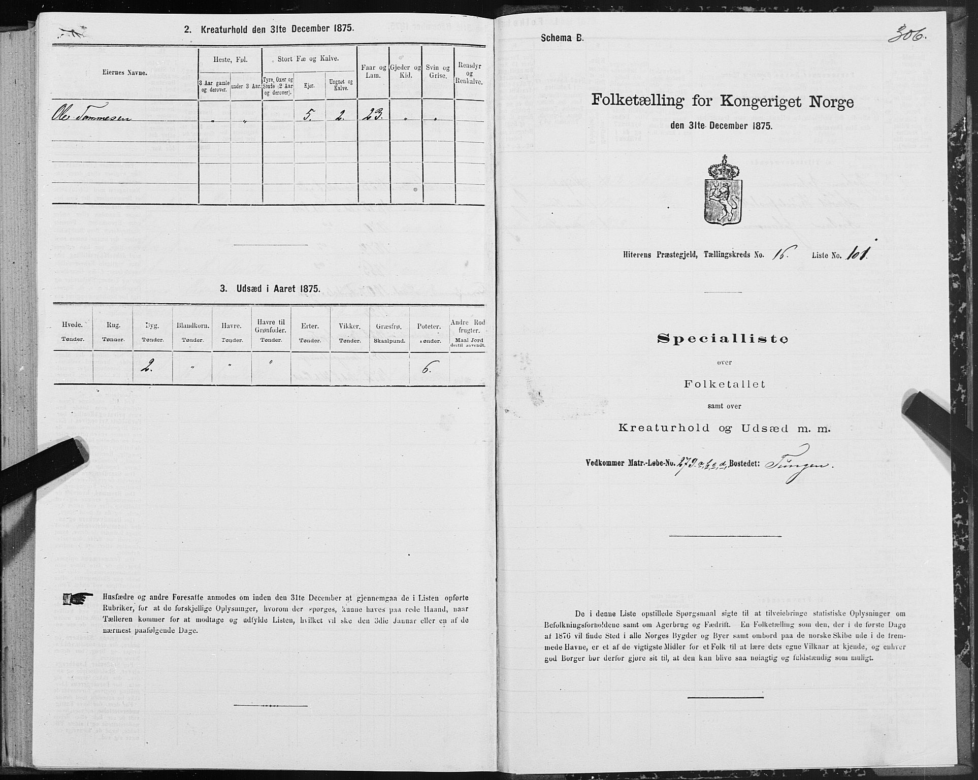 SAT, 1875 census for 1617P Hitra, 1875, p. 8306