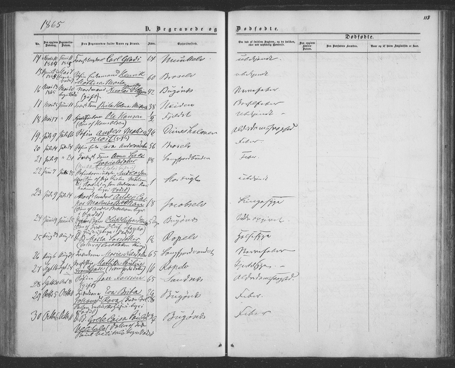 Sør-Varanger sokneprestkontor, SATØ/S-1331/H/Ha/L0001kirke: Parish register (official) no. 1, 1863-1872, p. 118