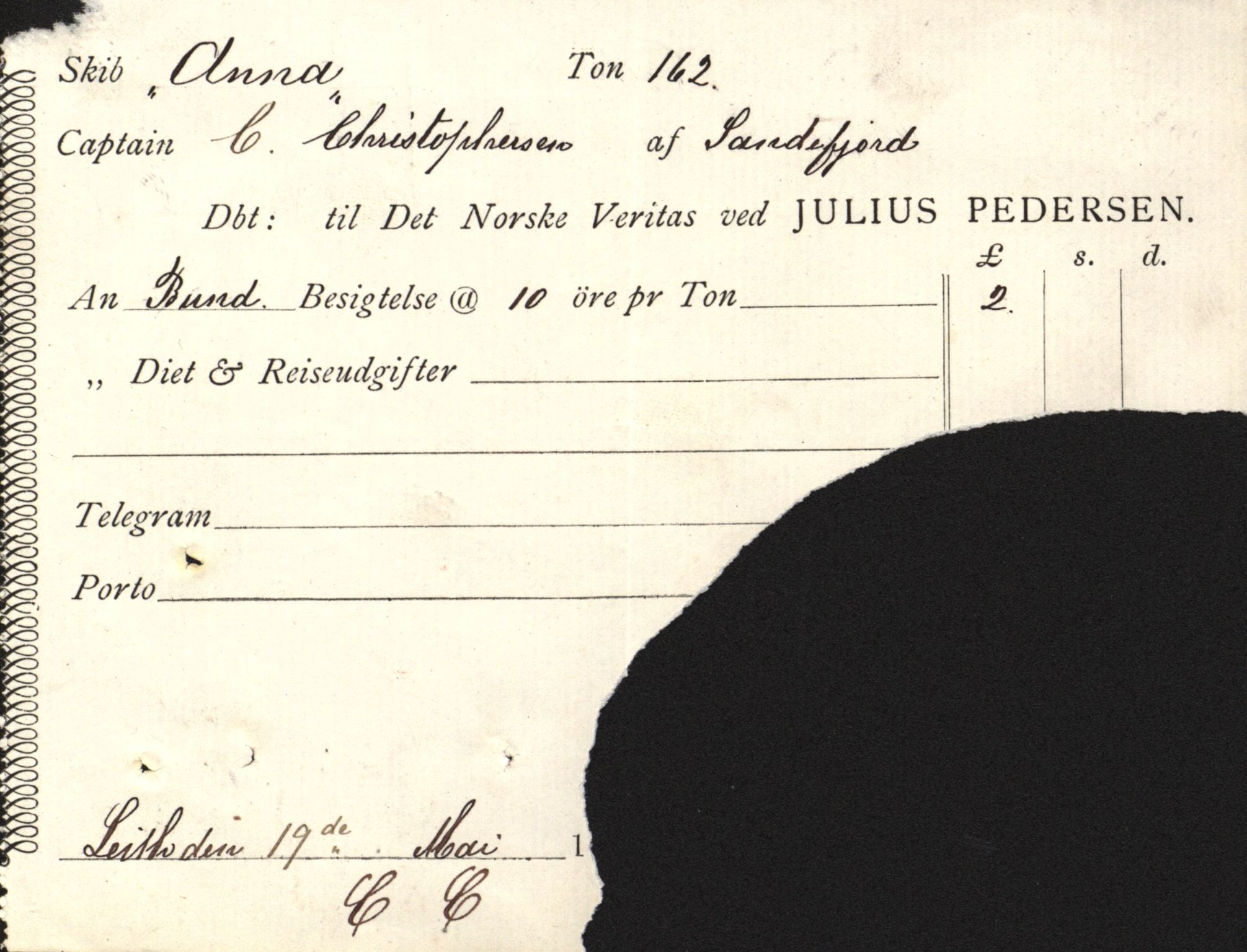 Pa 63 - Østlandske skibsassuranceforening, VEMU/A-1079/G/Ga/L0014/0012: Havaridokumenter / Sophie, Andover, Alliance, Anna, 1882, p. 74