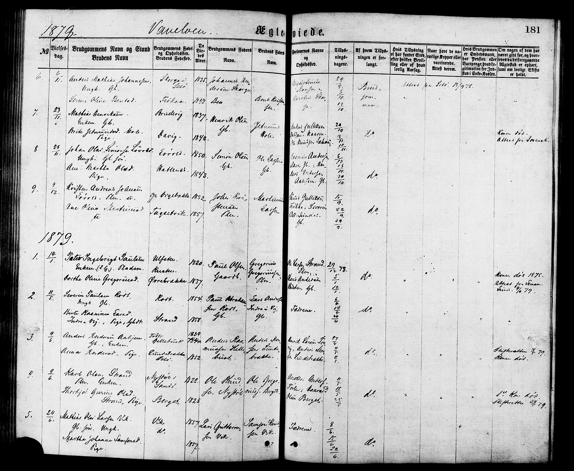 Ministerialprotokoller, klokkerbøker og fødselsregistre - Møre og Romsdal, AV/SAT-A-1454/501/L0007: Parish register (official) no. 501A07, 1868-1884, p. 181