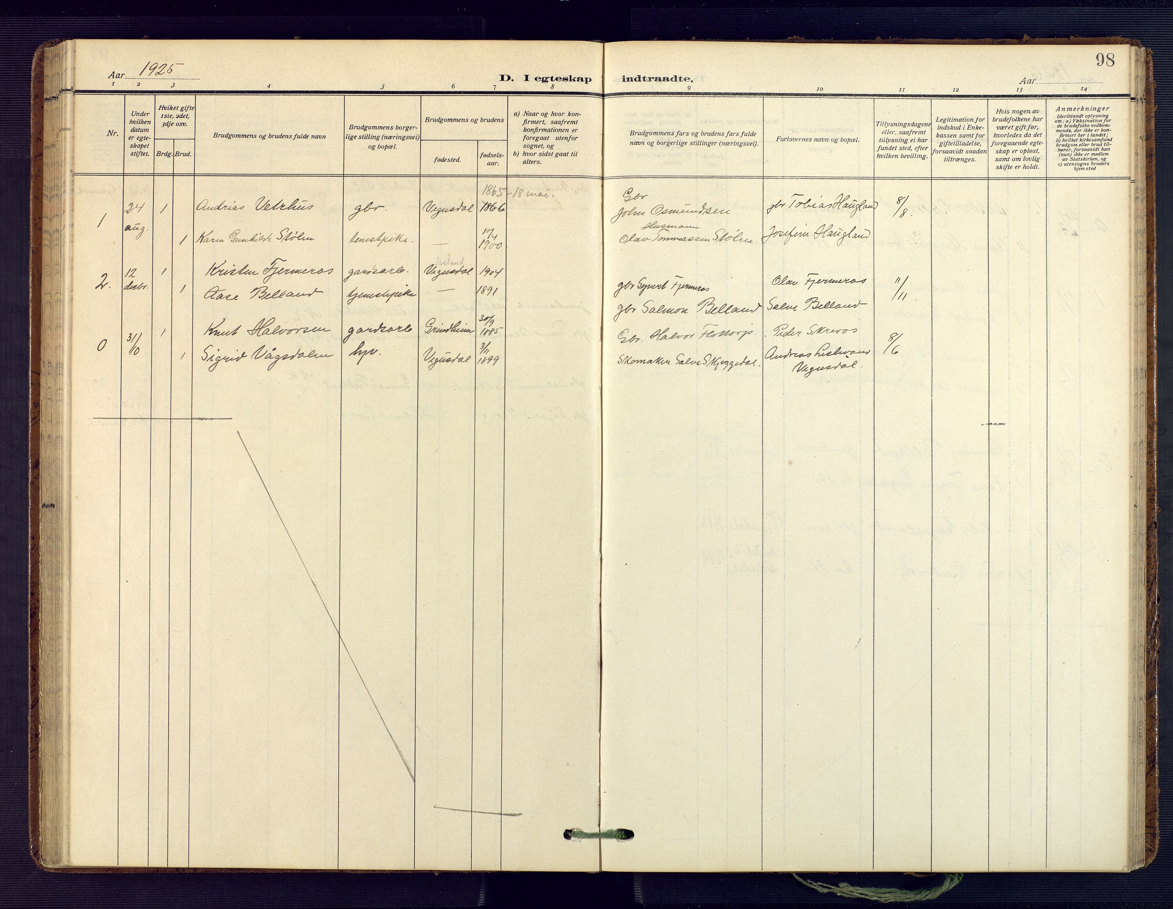 Herefoss sokneprestkontor, SAK/1111-0019/F/Fa/Fab/L0005: Parish register (official) no. A 5, 1910-1932, p. 98