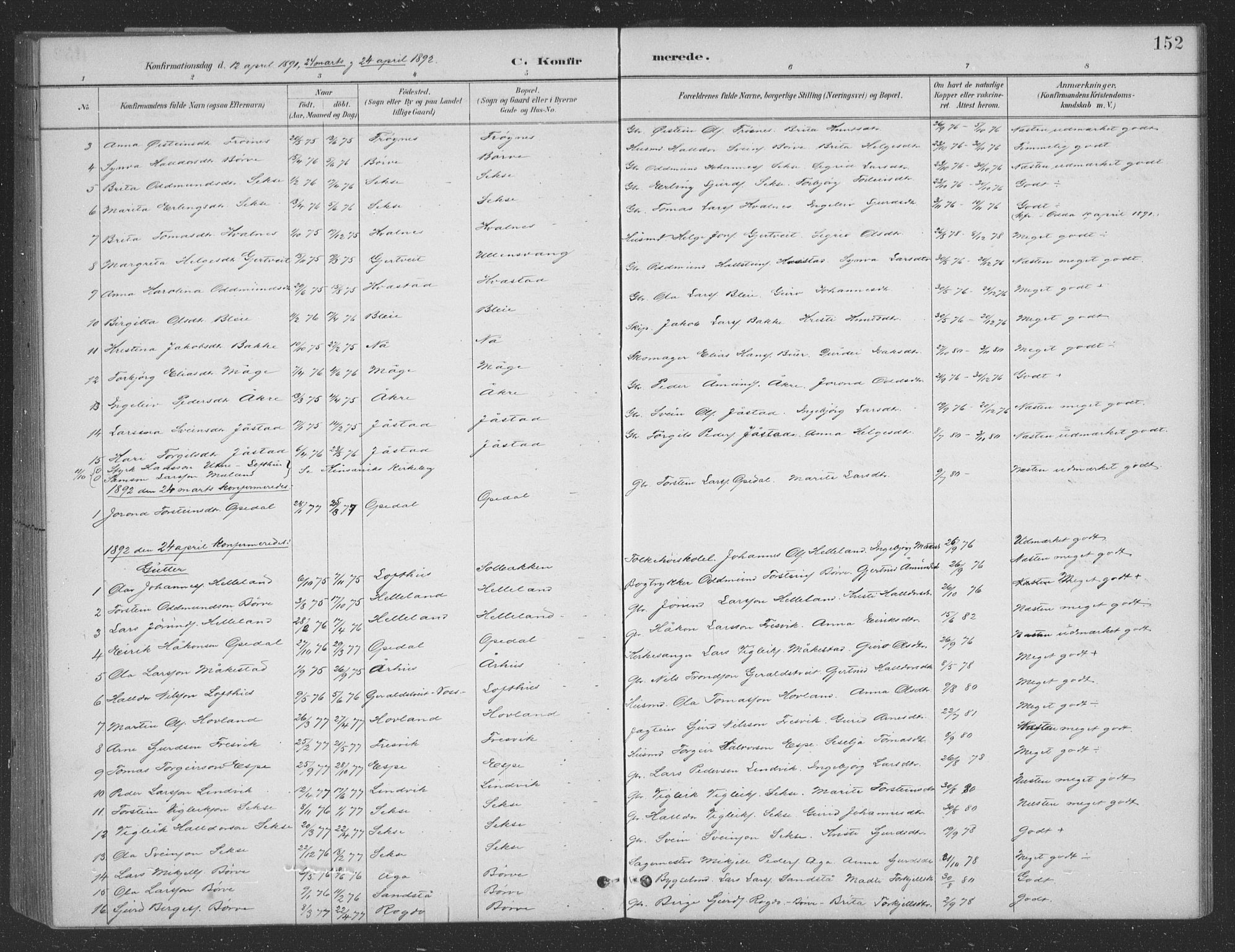 Ullensvang sokneprestembete, SAB/A-78701/H/Hab: Parish register (copy) no. B 11, 1887-1939, p. 152