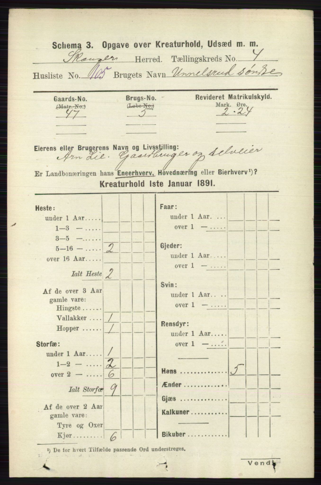 RA, 1891 census for 0712 Skoger, 1891, p. 4977